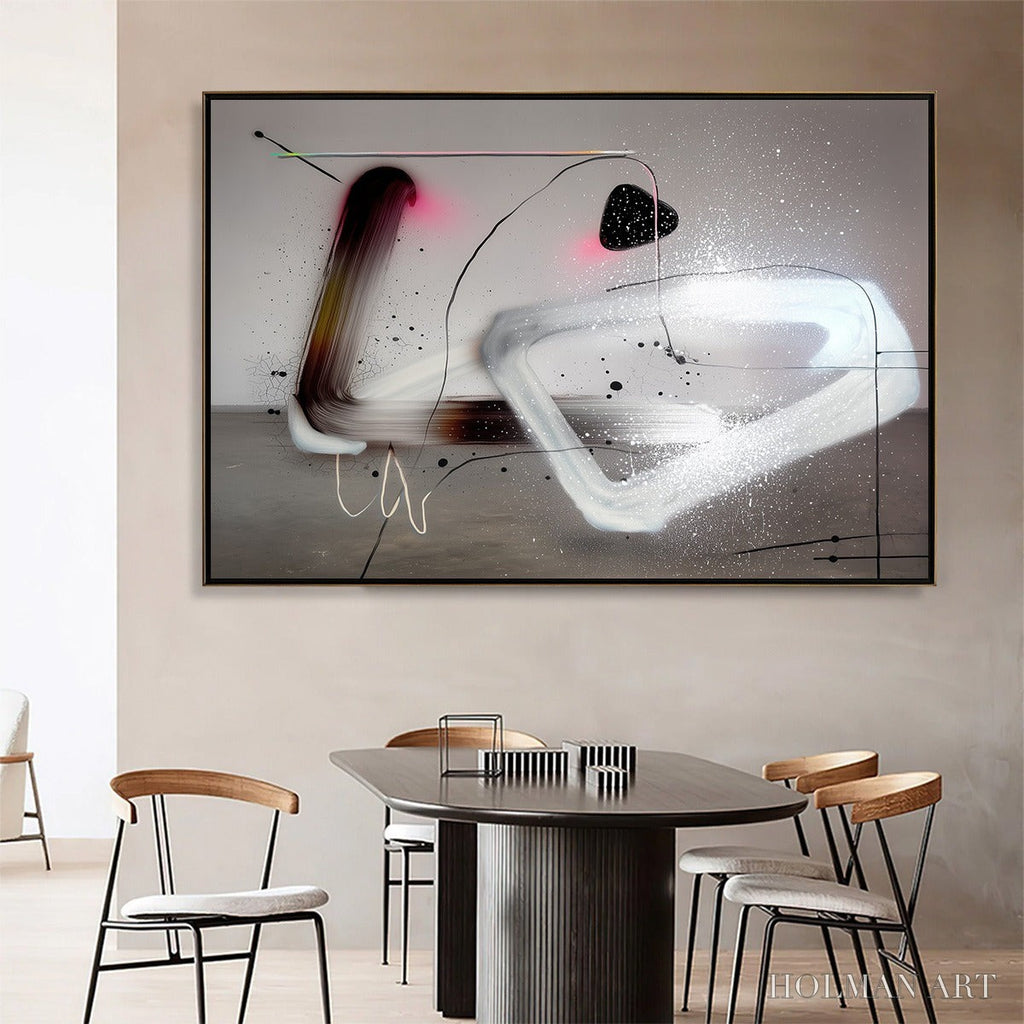 HOLMAN ART Cosmic Drift – Abstract Minimalist Oil Painting on Grey - image 6