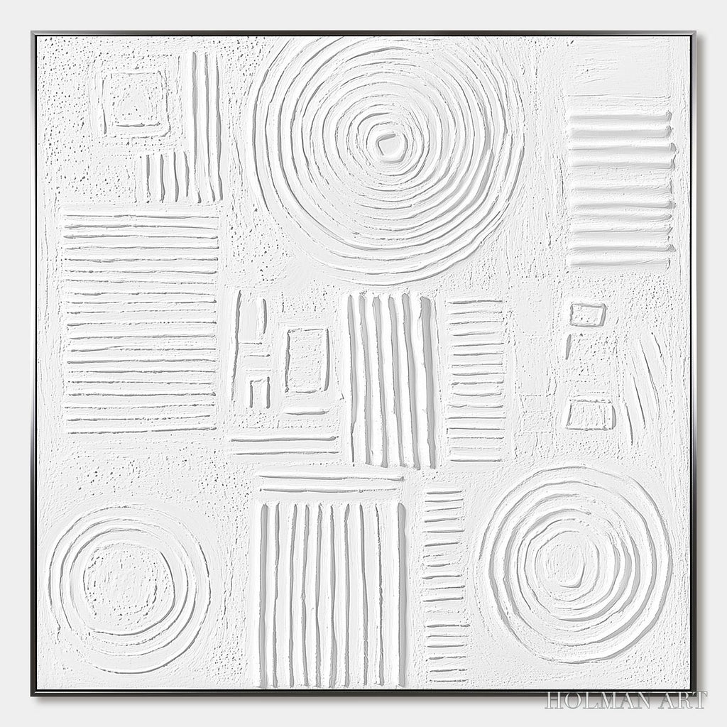 HOLMAN ART White Texture Minimalist Textured Abstract Oil Painting - image 1