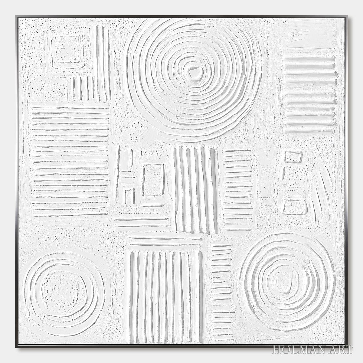 HOLMAN ART White Texture Minimalist Textured Abstract Oil Painting - image 1