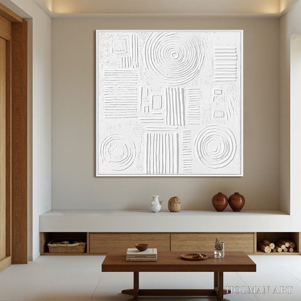HOLMAN ART White Texture Minimalist Textured Abstract Oil Painting - image 4