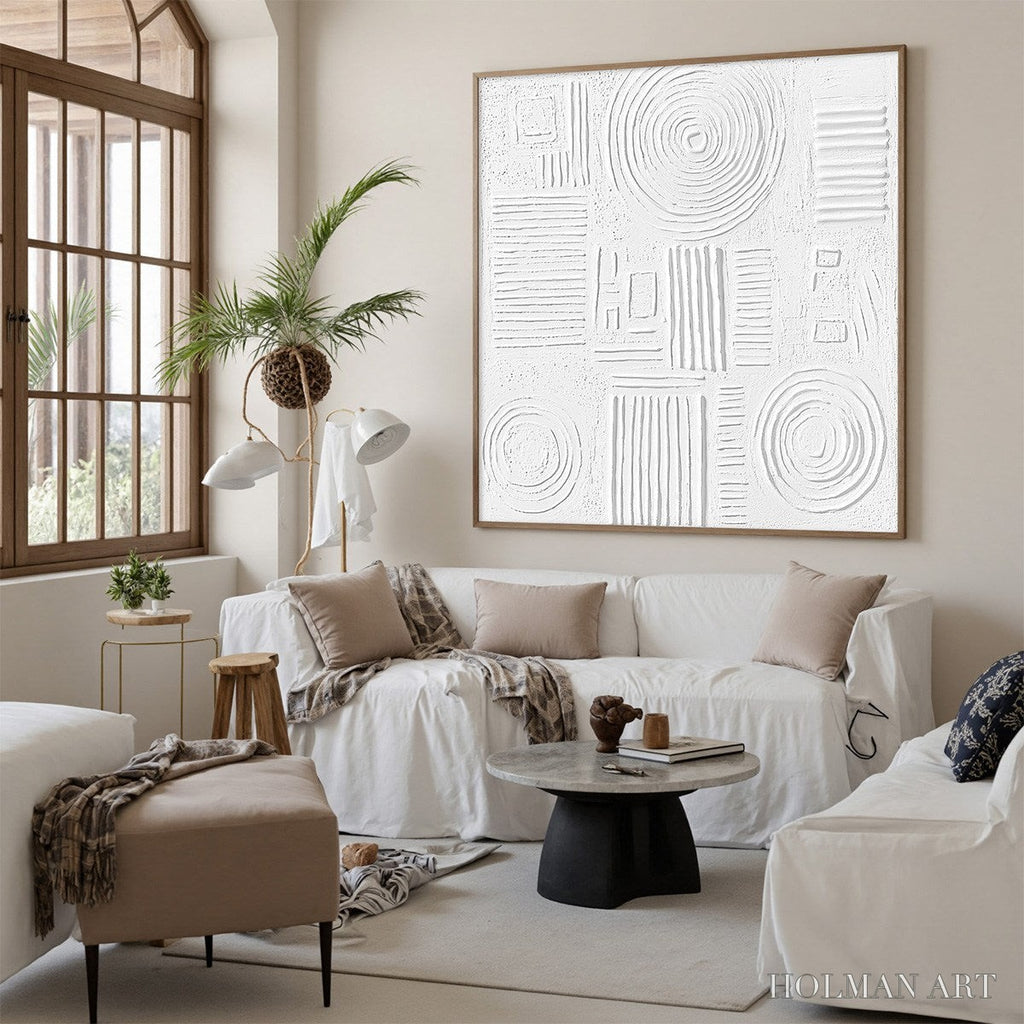 HOLMAN ART White Texture Minimalist Textured Abstract Oil Painting - image 5
