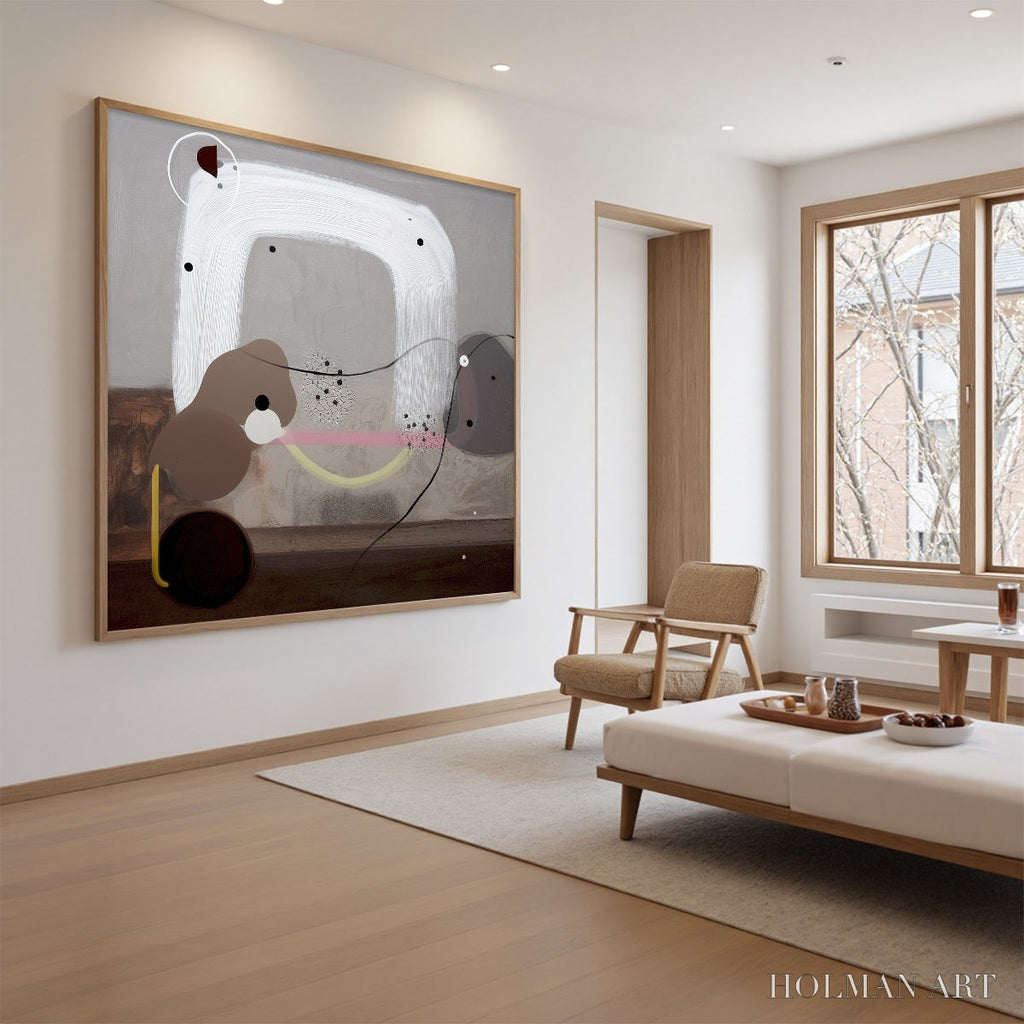 HOLMAN ART Abstract Balance – Minimalist Abstract Grey Oil Painting - image 3