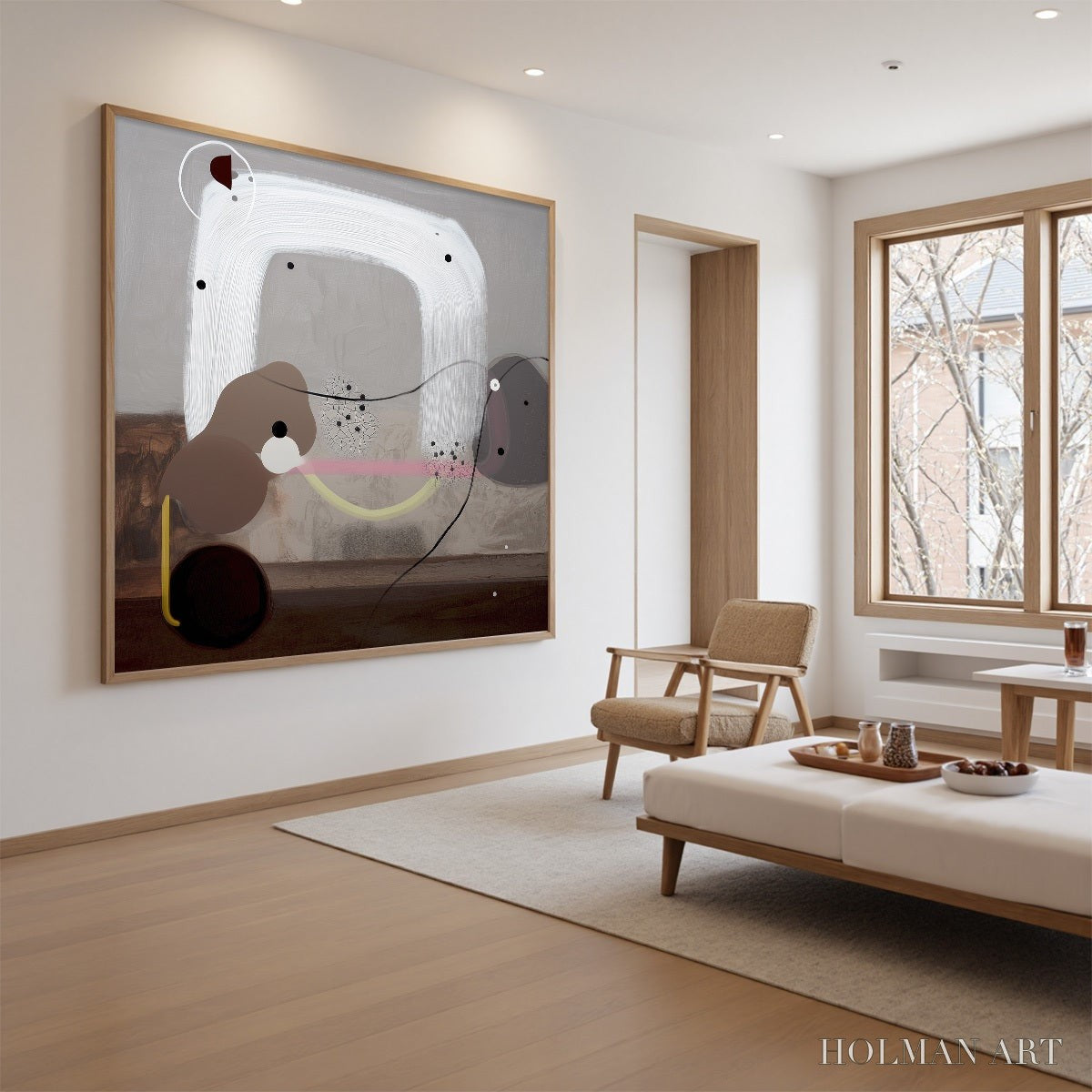 HOLMAN ART Abstract Balance – Minimalist Abstract Grey Oil Painting - image 3