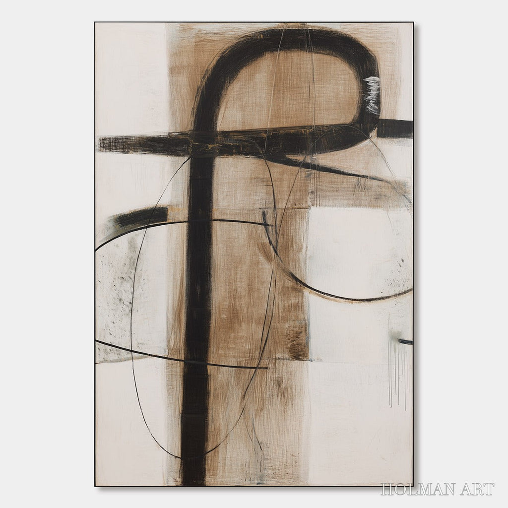 HOLMAN ART Earthy Abstract – Minimalist Abstract Oil Painting in Browns - image 1