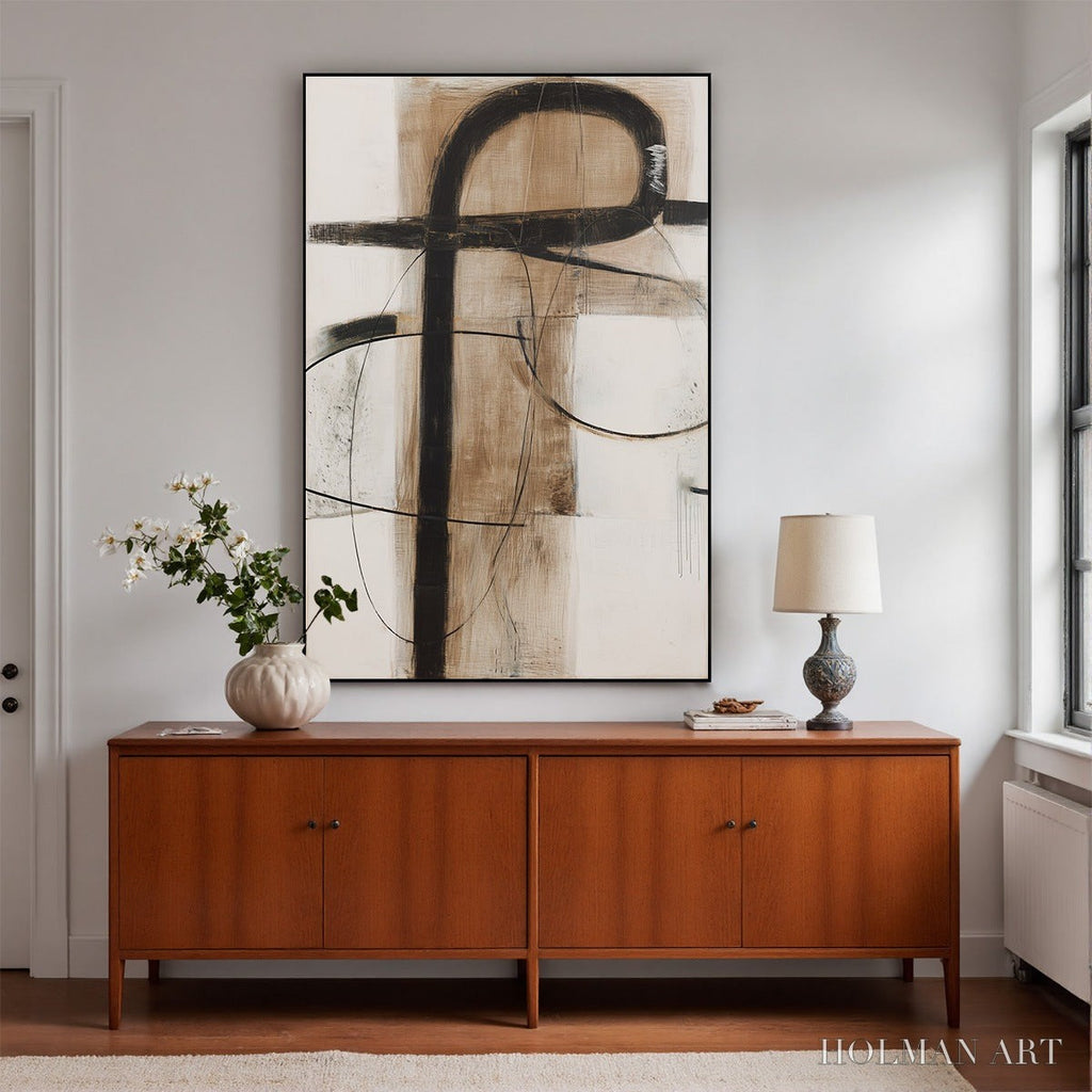 HOLMAN ART Earthy Abstract – Minimalist Abstract Oil Painting in Browns - image 4