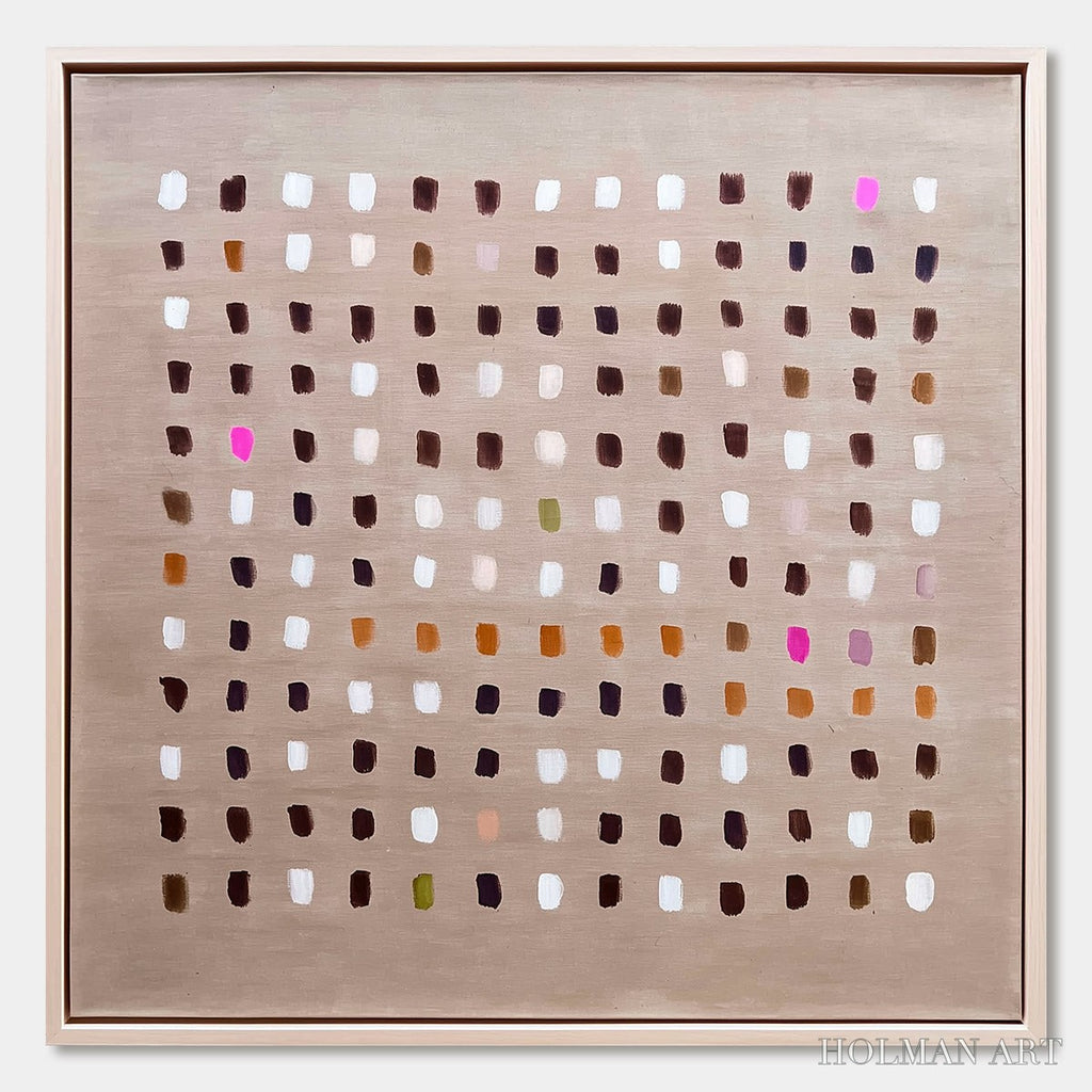 HOLMAN ART Earthen Echoes Minimalist Abstract Grid Oil Painting - image 1