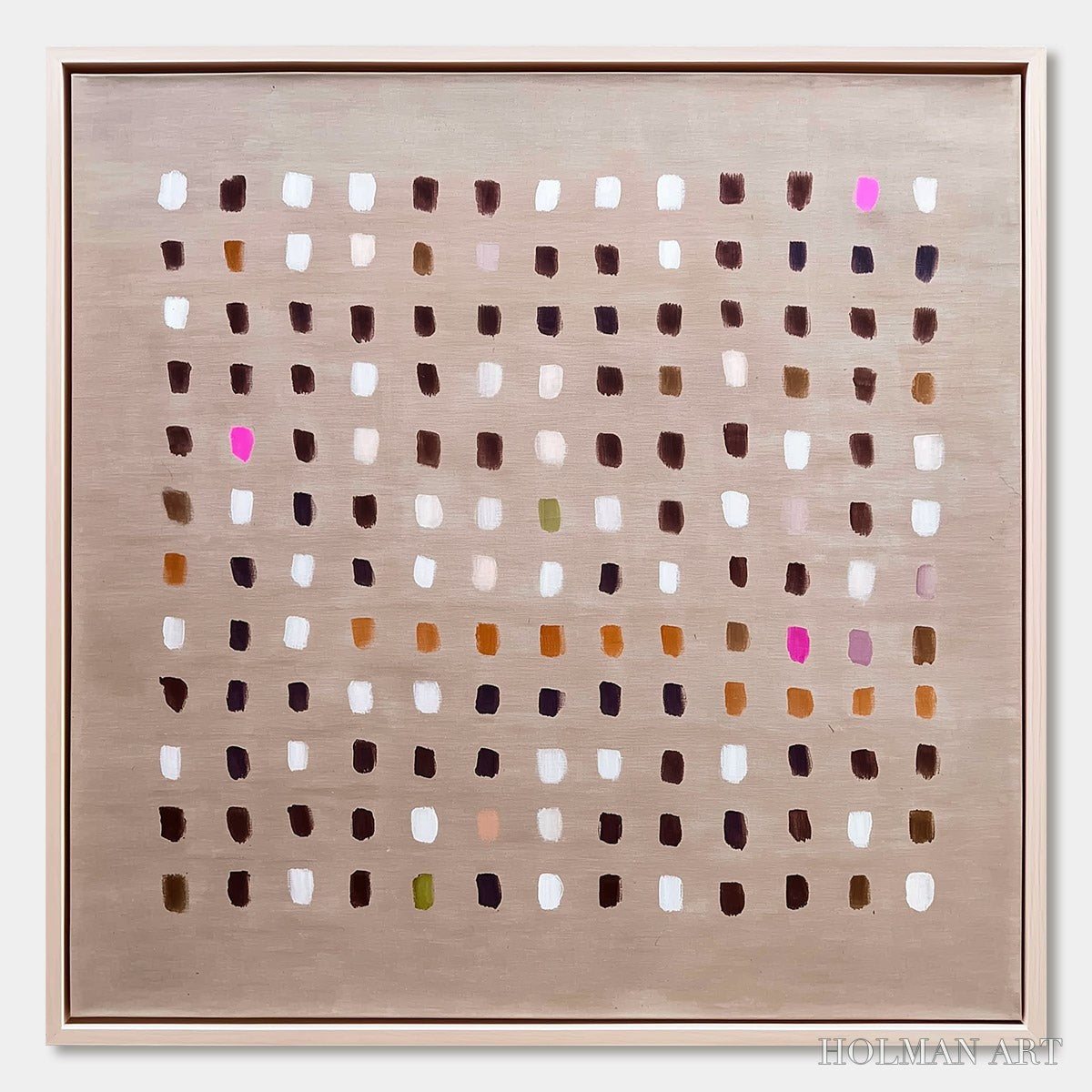HOLMAN ART Earthen Echoes Minimalist Abstract Grid Oil Painting - image 1