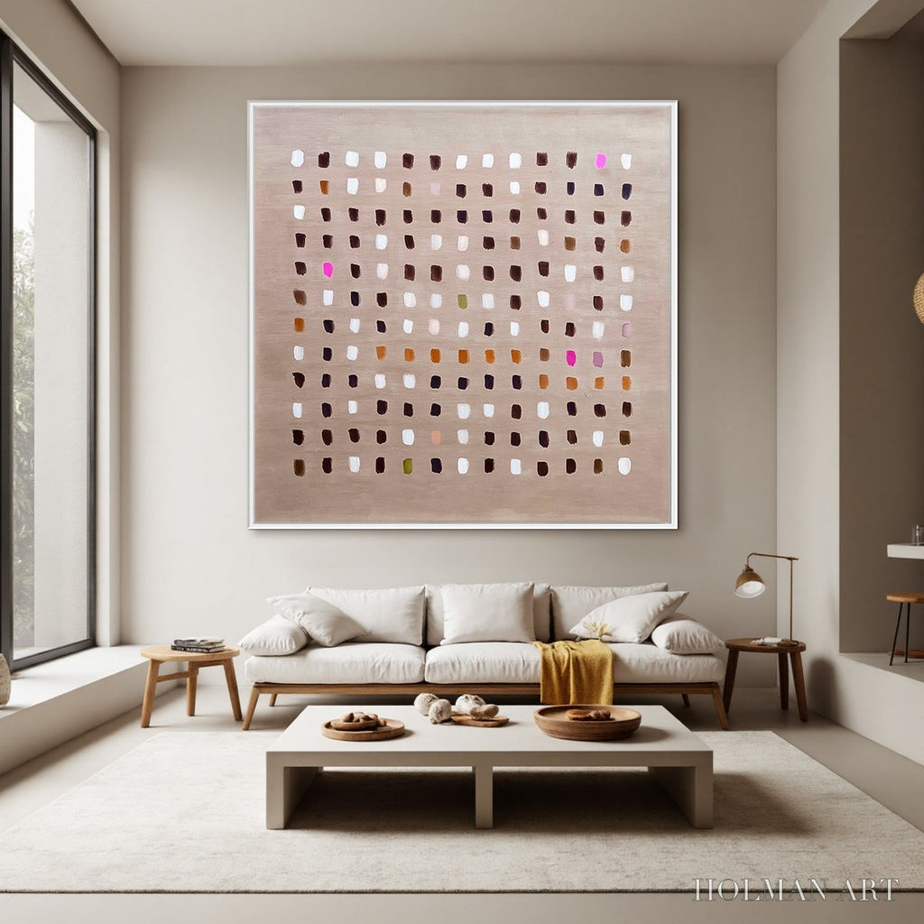 HOLMAN ART Earthen Echoes Minimalist Abstract Grid Oil Painting - image 2