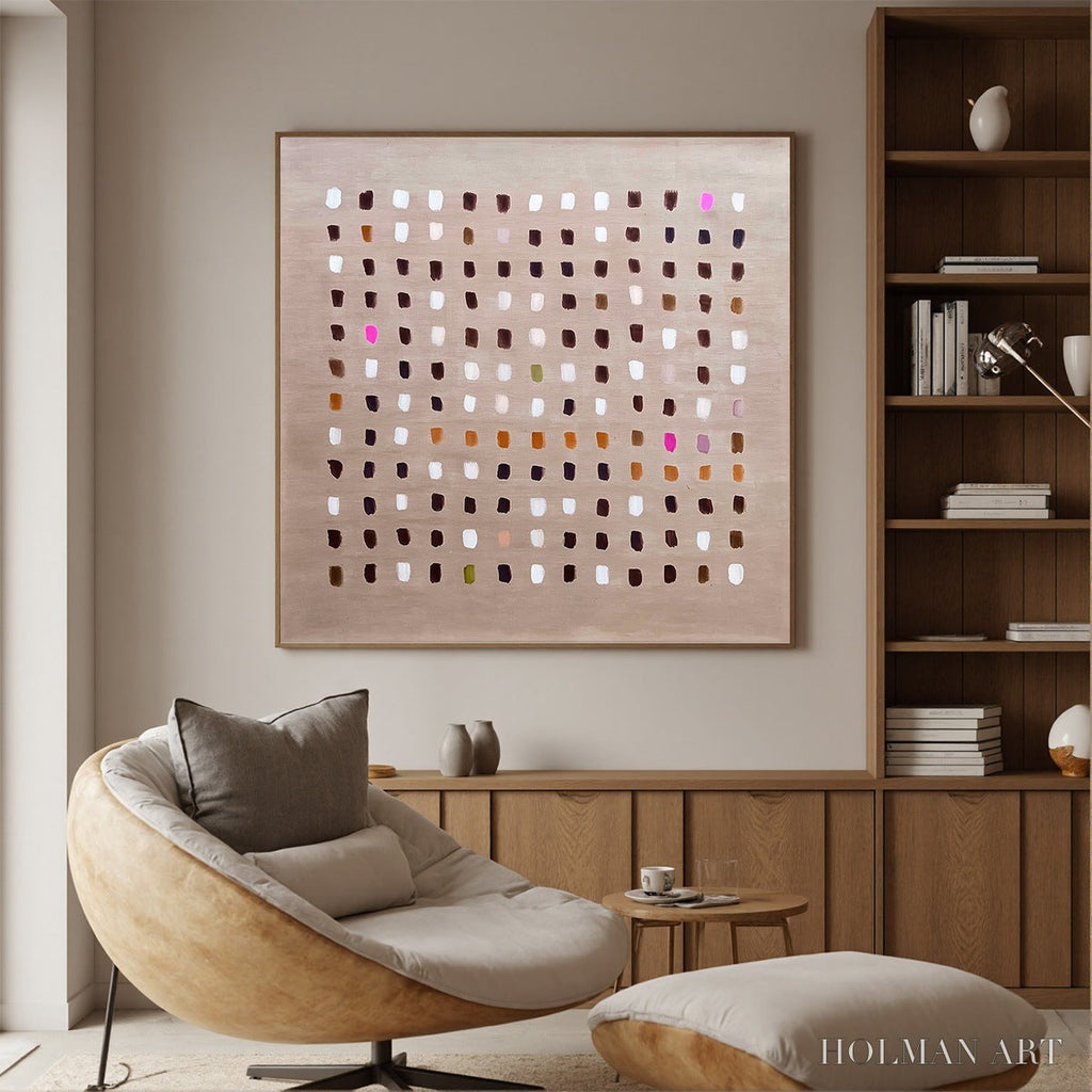 HOLMAN ART Earthen Echoes Minimalist Abstract Grid Oil Painting - image 4