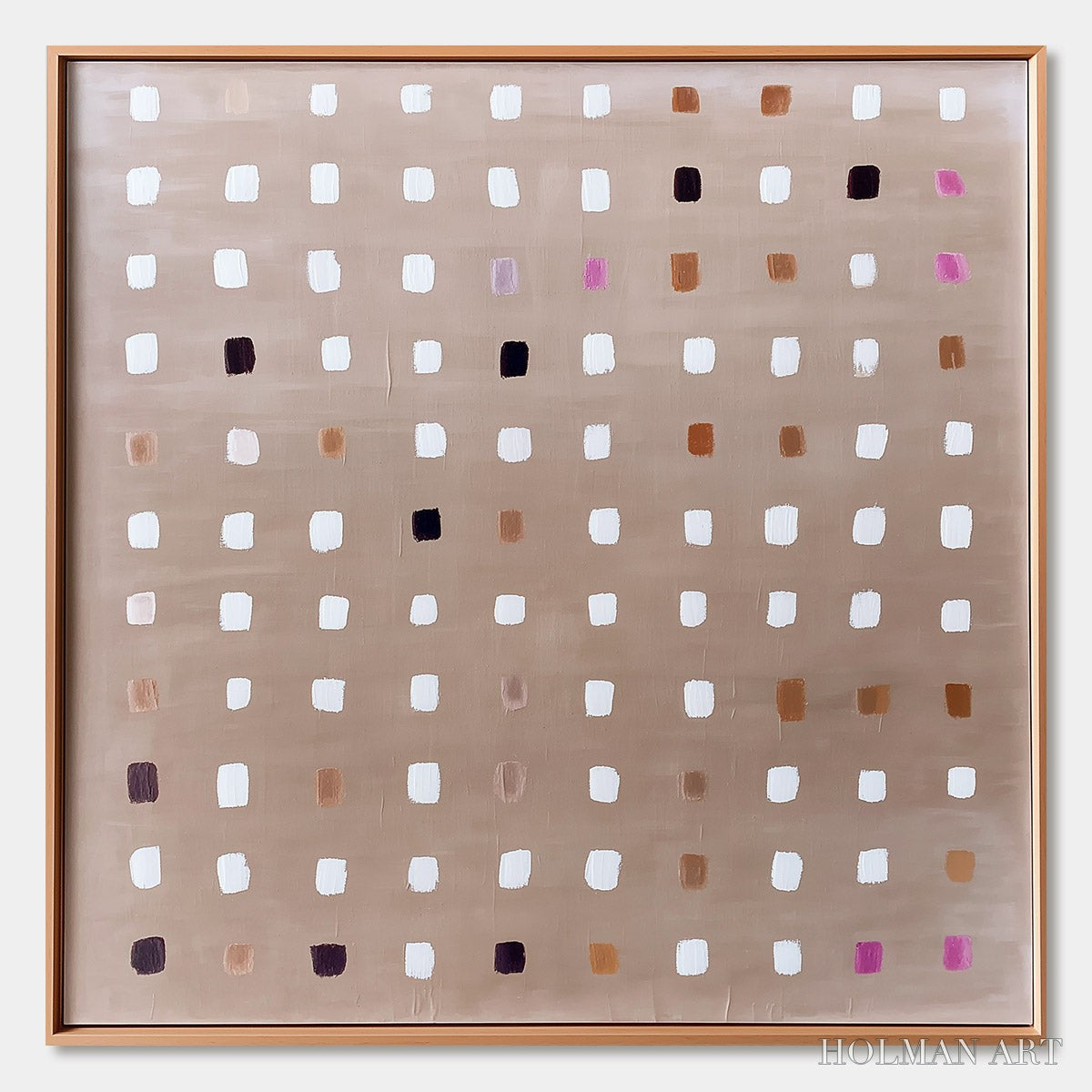HOLMAN ART Neutral Harmony – Minimalist Abstract Grid Oil Painting - image 1
