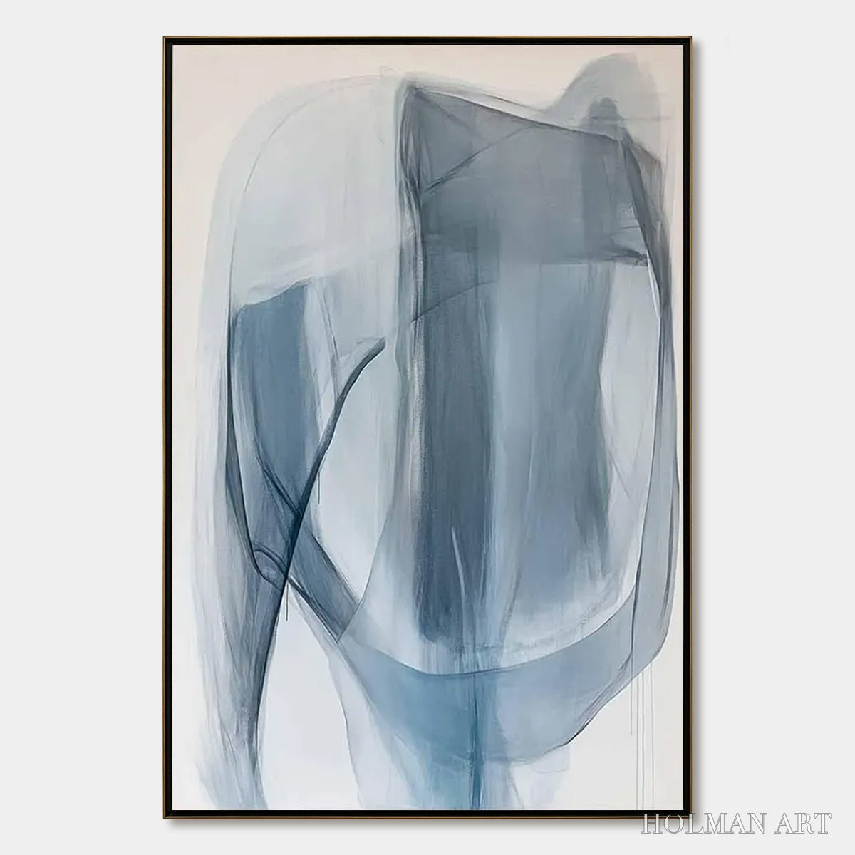 HOLMAN ART Blue Whispers – Abstract Minimalist Oil Painting - image 1