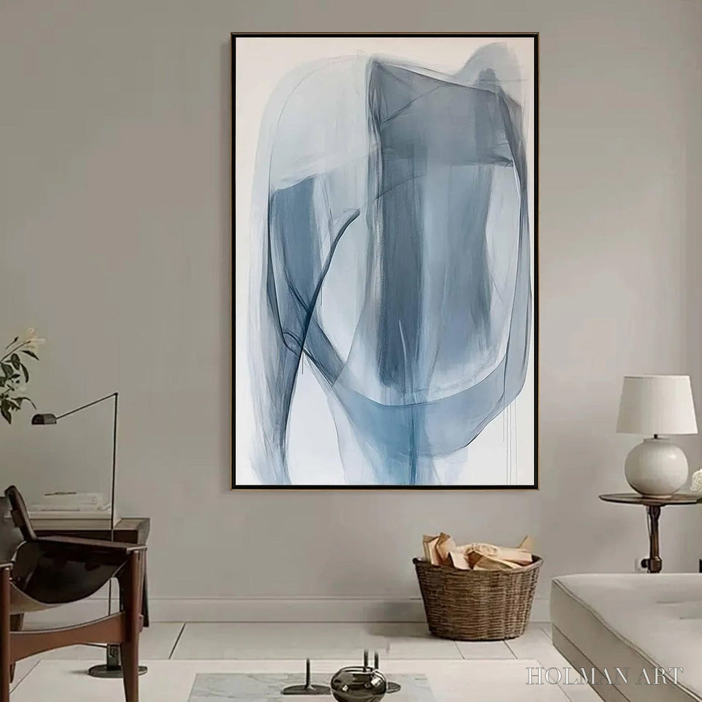 HOLMAN ART Blue Whispers – Abstract Minimalist Oil Painting - image 2