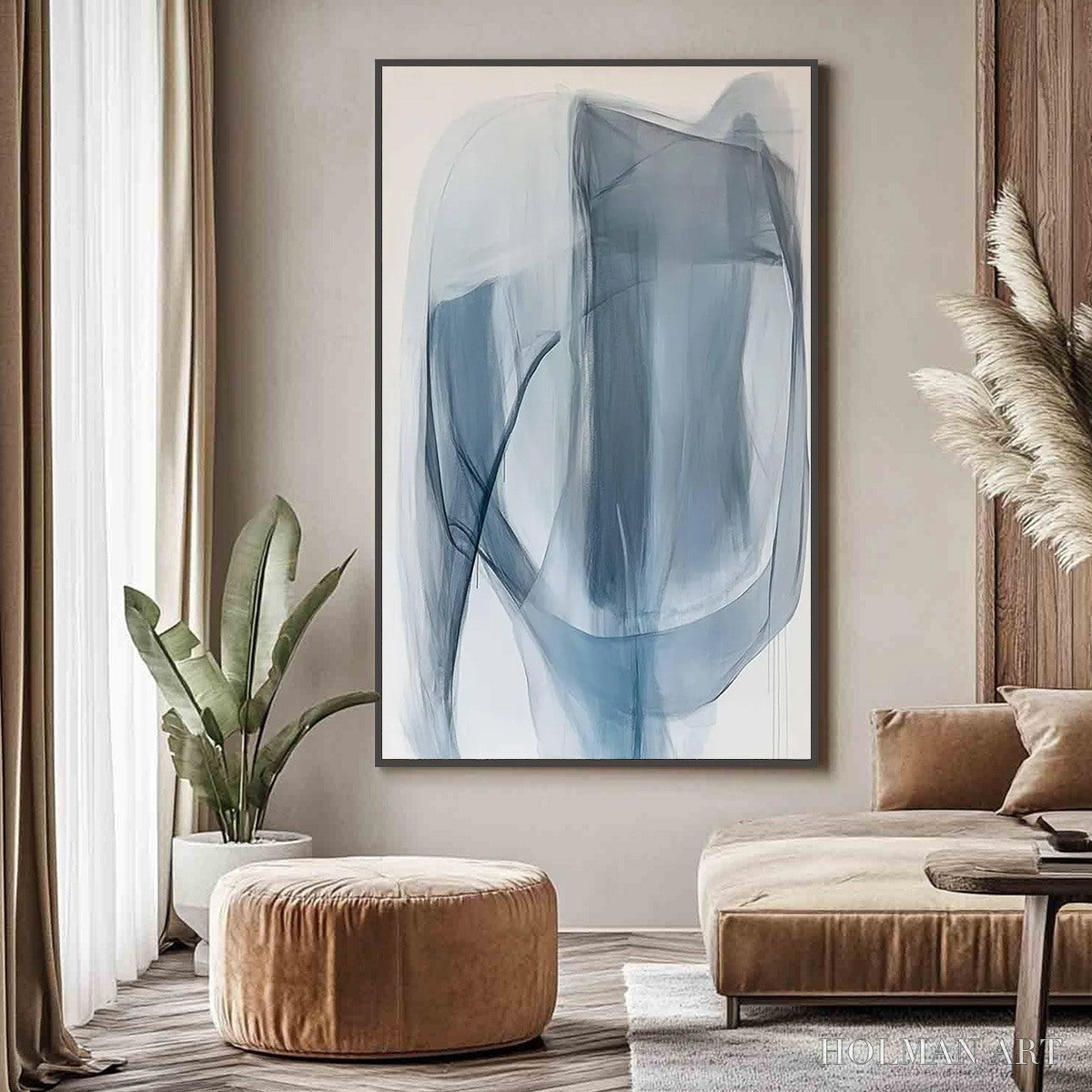HOLMAN ART Blue Whispers – Abstract Minimalist Oil Painting - image 5