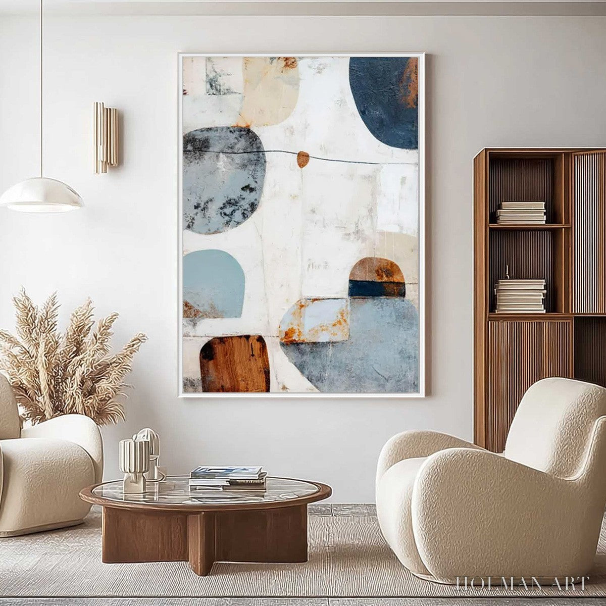 HOLMAN ART Serene Shapes – Textured Abstract Minimalist Oil Painting - image 2