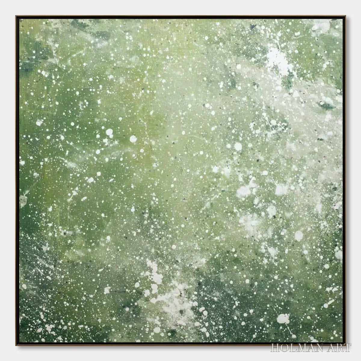 HOLMAN ART Emerald Dust – Textured Abstract Green Oil Painting - image 1