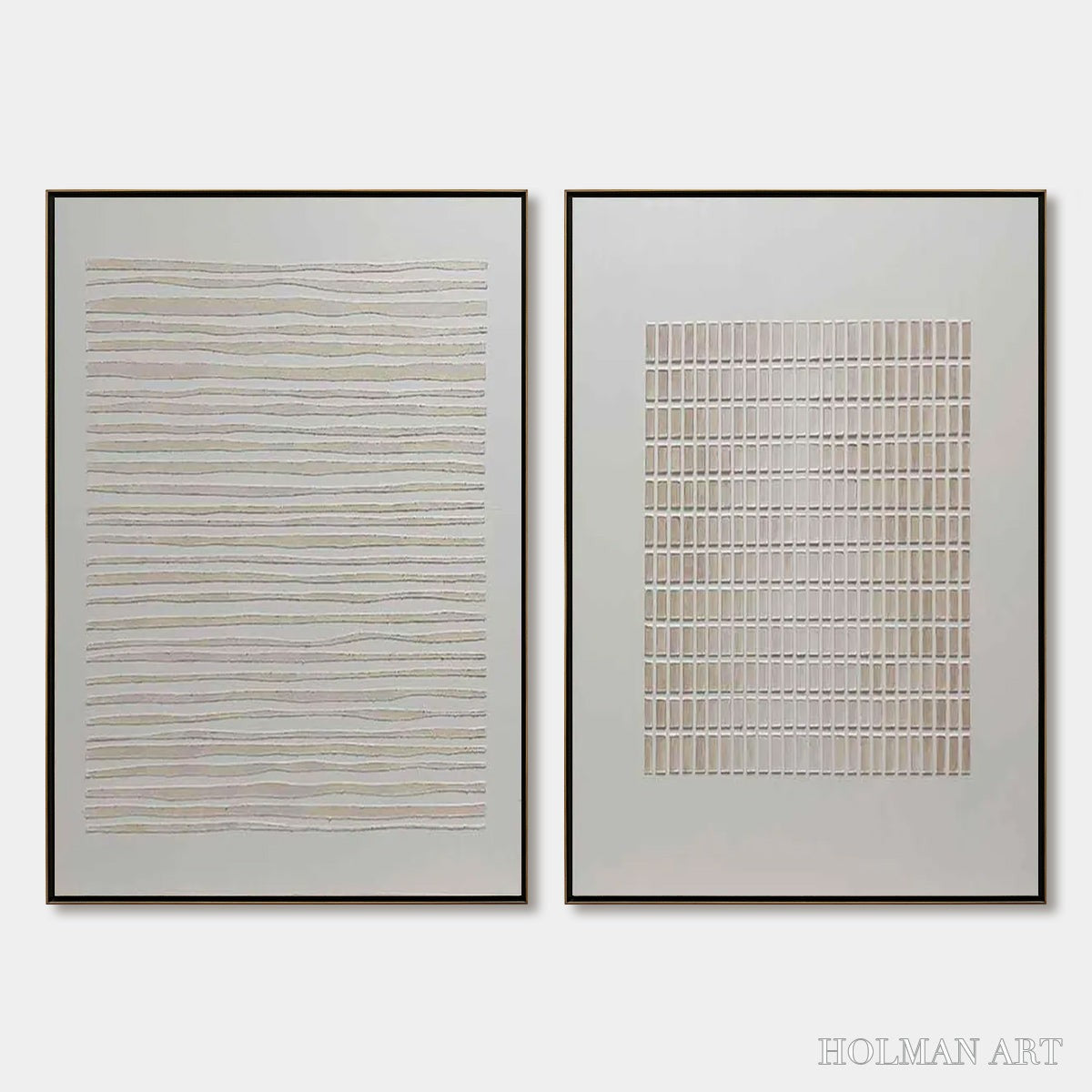 HOLMAN ART Serene Rhythms – Textured Minimalist Abstract Diptych - image 1