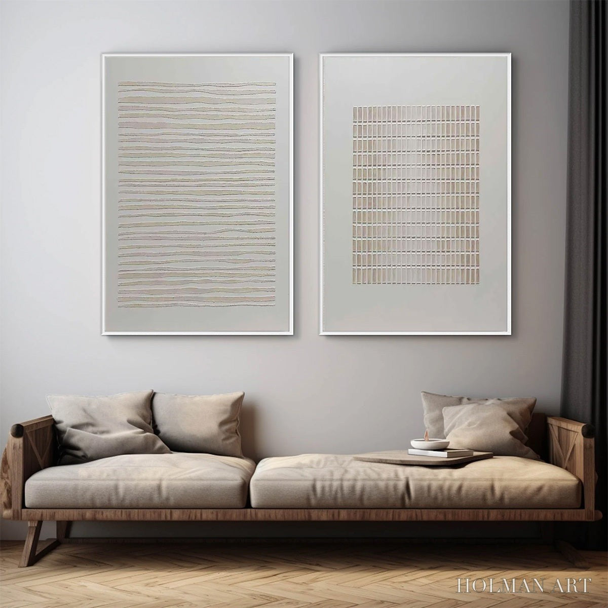 HOLMAN ART Serene Rhythms – Textured Minimalist Abstract Diptych - image 4