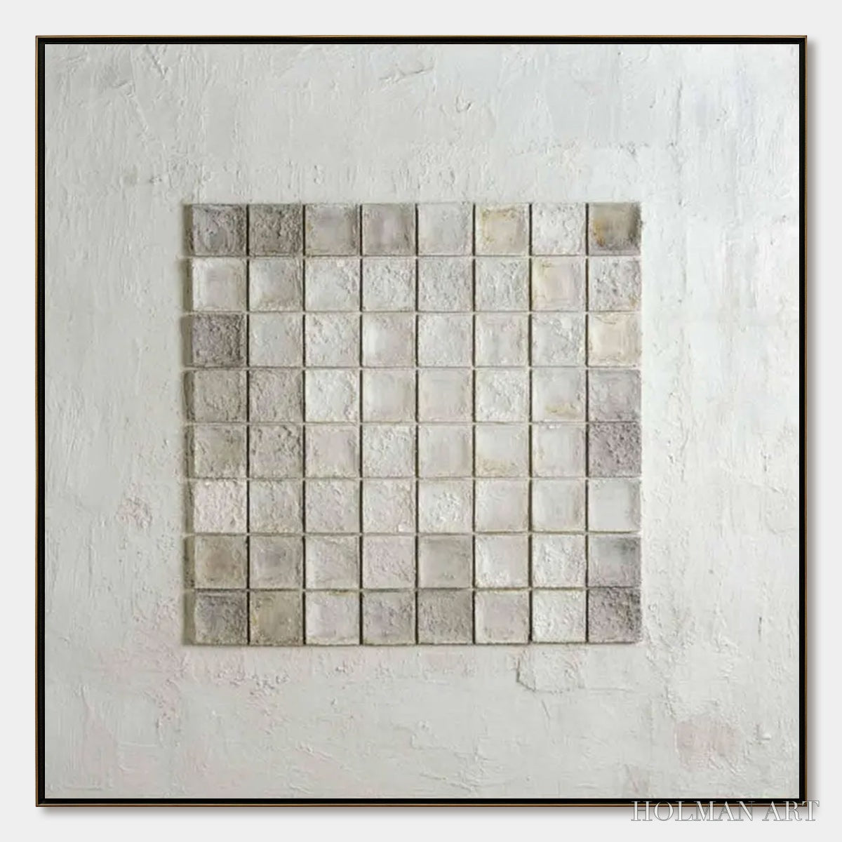 HOLMAN ART Tessellation – Textured Minimalist Abstract White Oil Painting - image 1