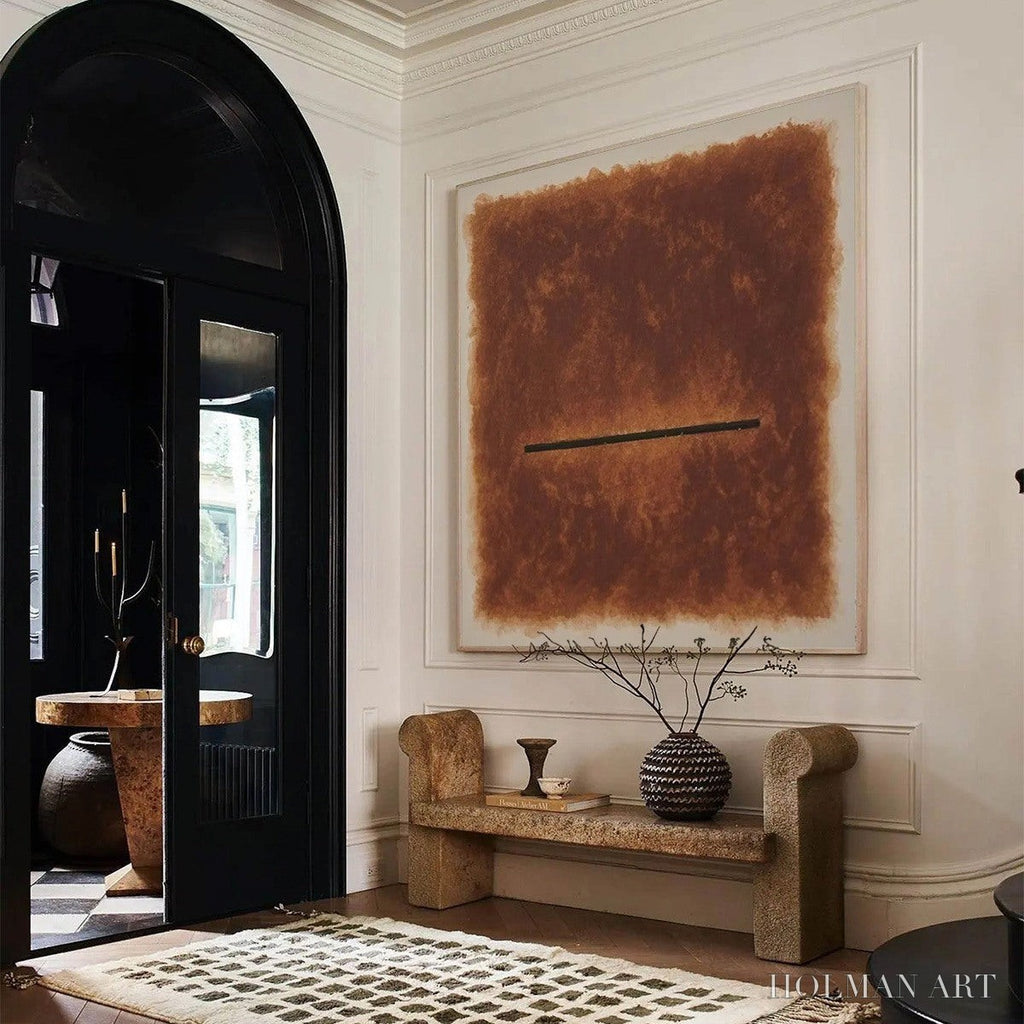 HOLMAN ART Horizon – Textured Minimalist Abstract Brown Oil Painting - image 3