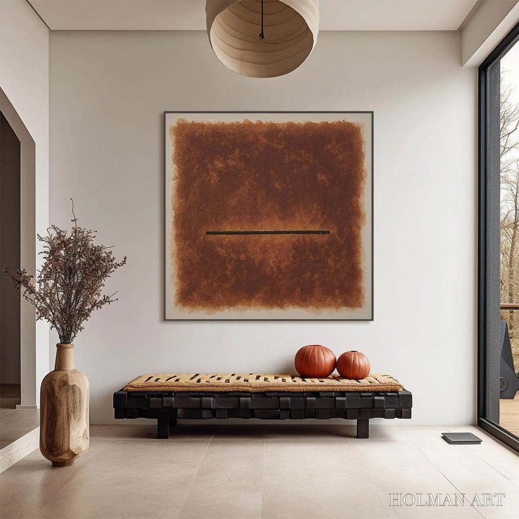 HOLMAN ART Horizon – Textured Minimalist Abstract Brown Oil Painting - image 4