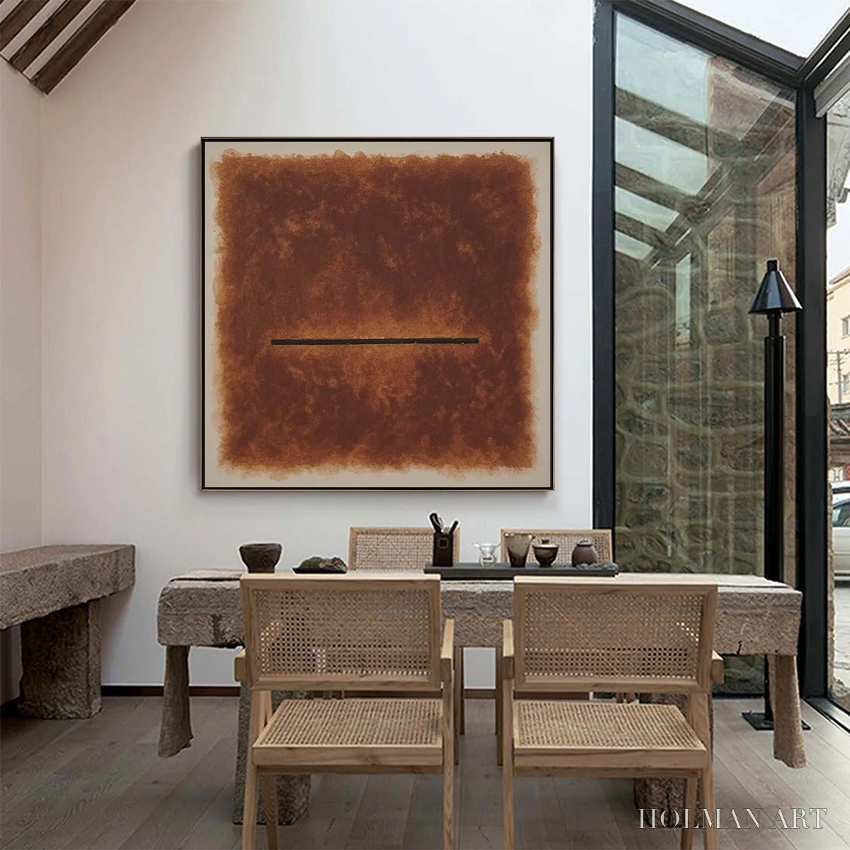 HOLMAN ART Horizon – Textured Minimalist Abstract Brown Oil Painting - image 6