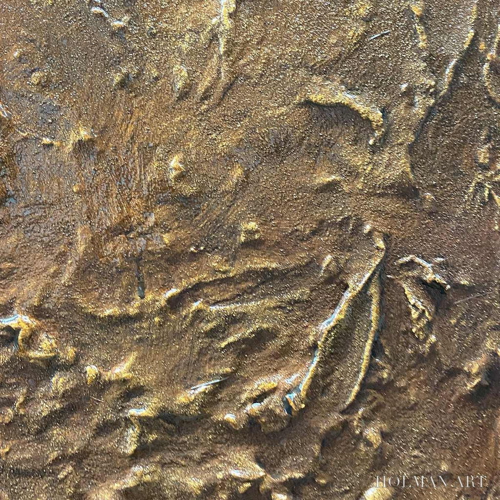 HOLMAN ART Umbra – Textured Abstract Square Brown Oil Painting - image 5