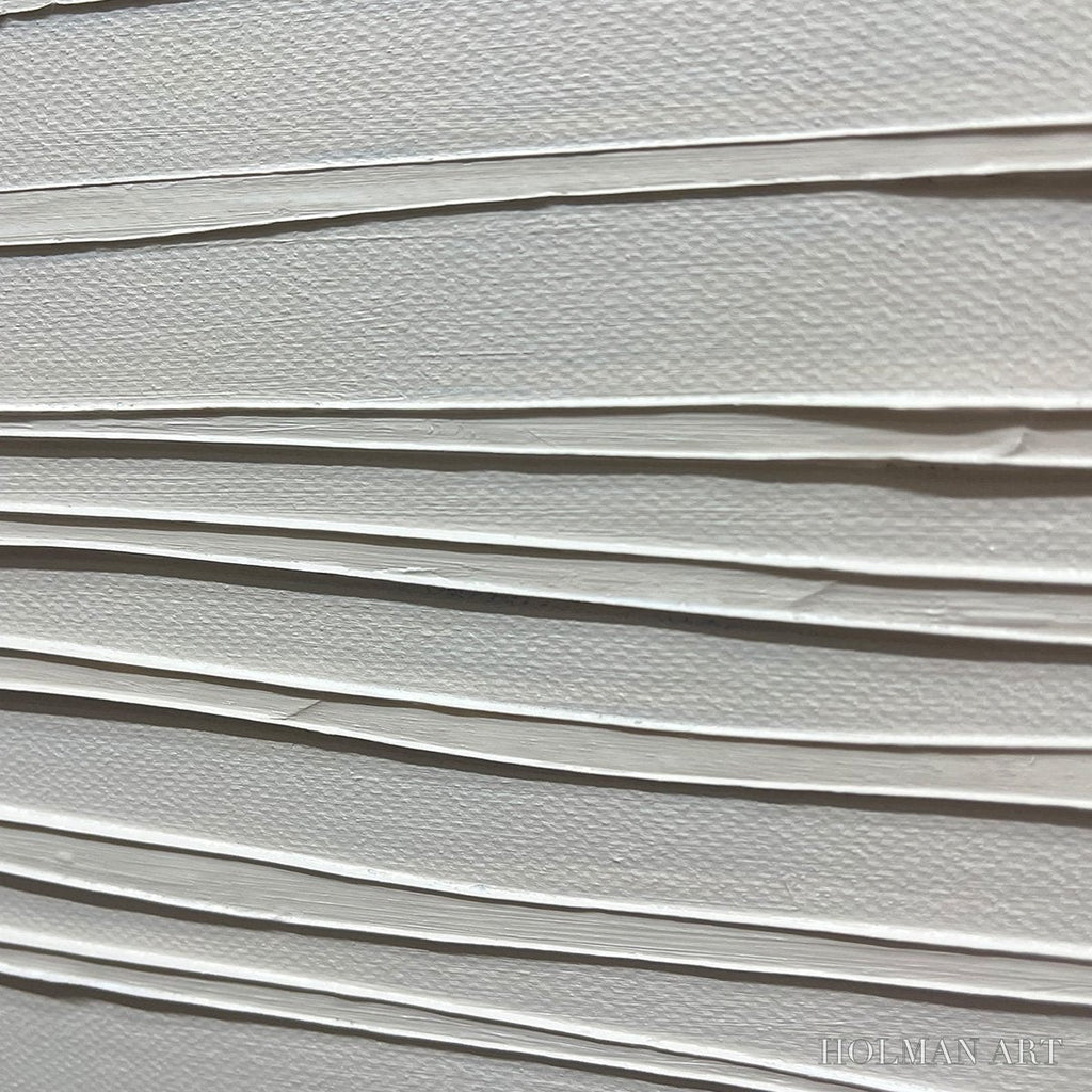 HOLMAN ART Serene Lines – Minimalist Textured White Abstract Oil Painting - image 3