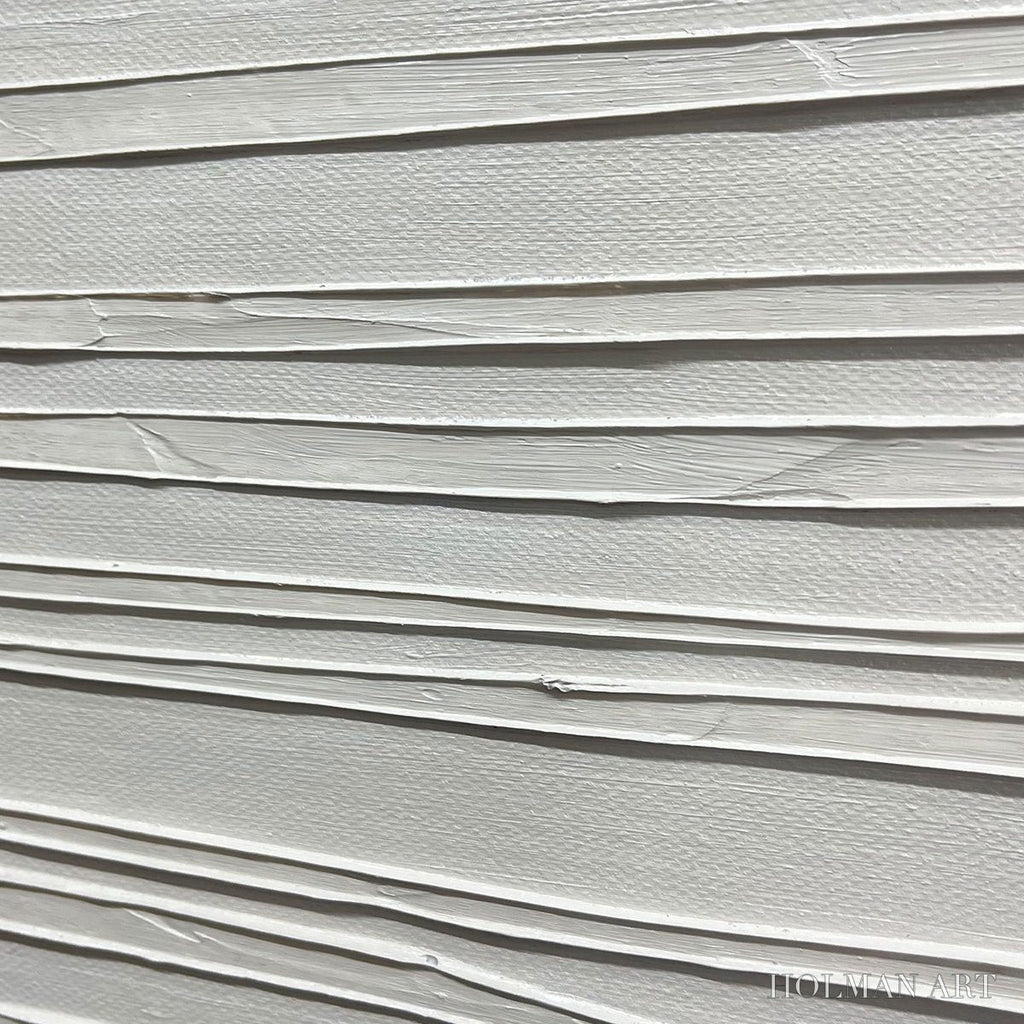 HOLMAN ART Serene Lines – Minimalist Textured White Abstract Oil Painting - image 5