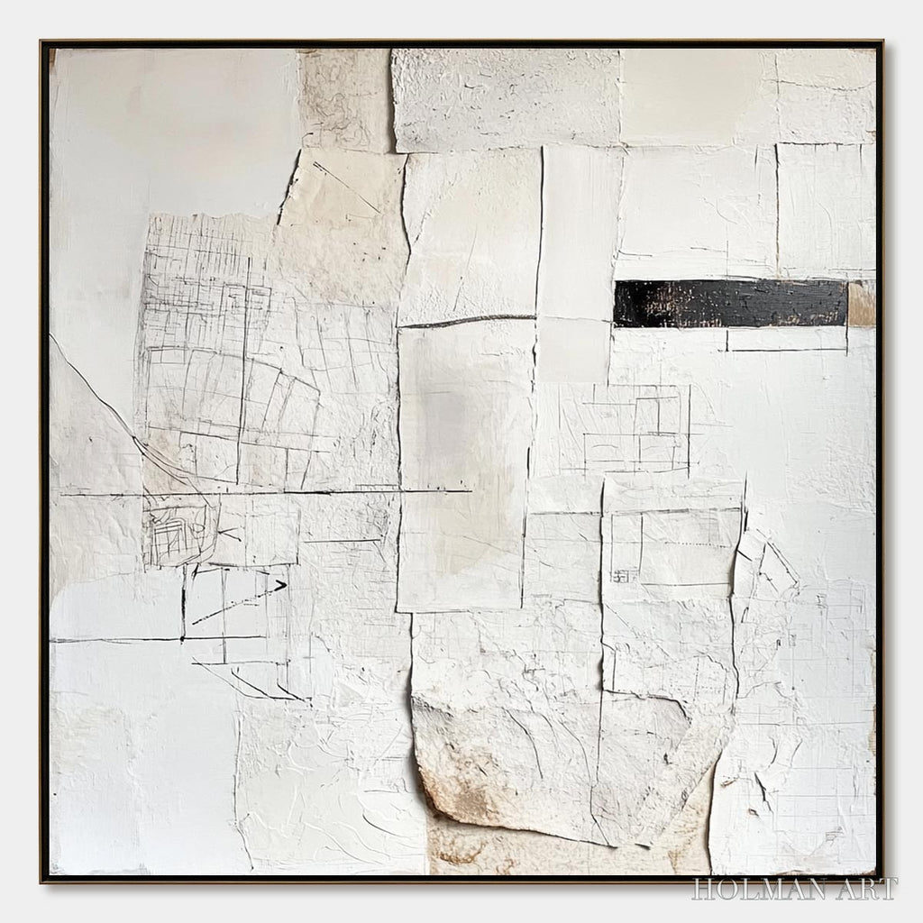 HOLMAN ART Deconstructed Plans – Textured Minimalist Architectural Abstract Painting - image 1