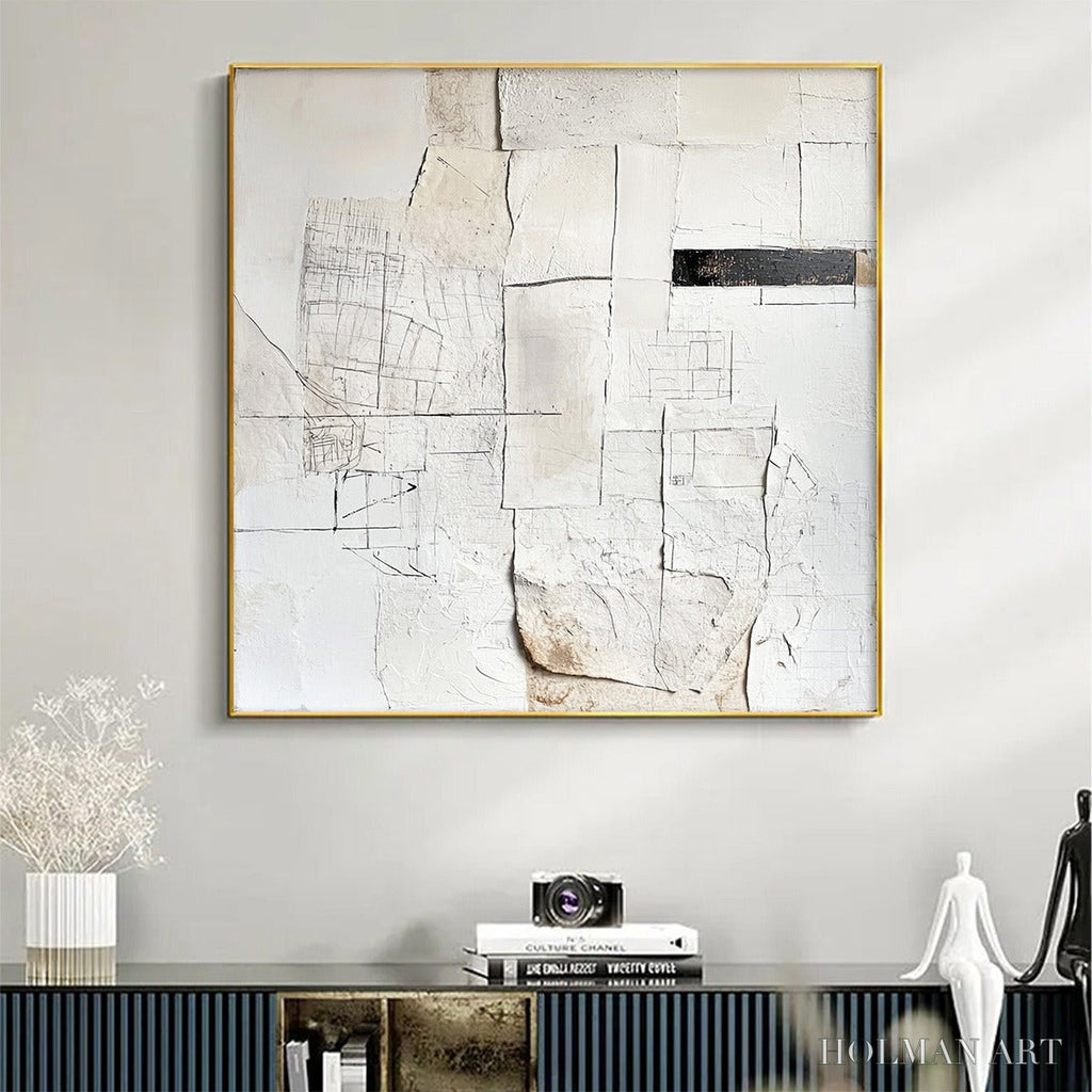 HOLMAN ART Deconstructed Plans – Textured Minimalist Architectural Abstract Painting - image 2