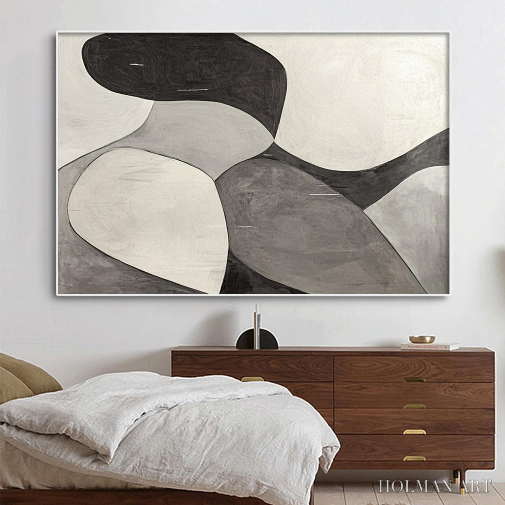 HOLMAN ART Monochrome Flow – Minimalist Abstract Shapes Oil Painting - image 3