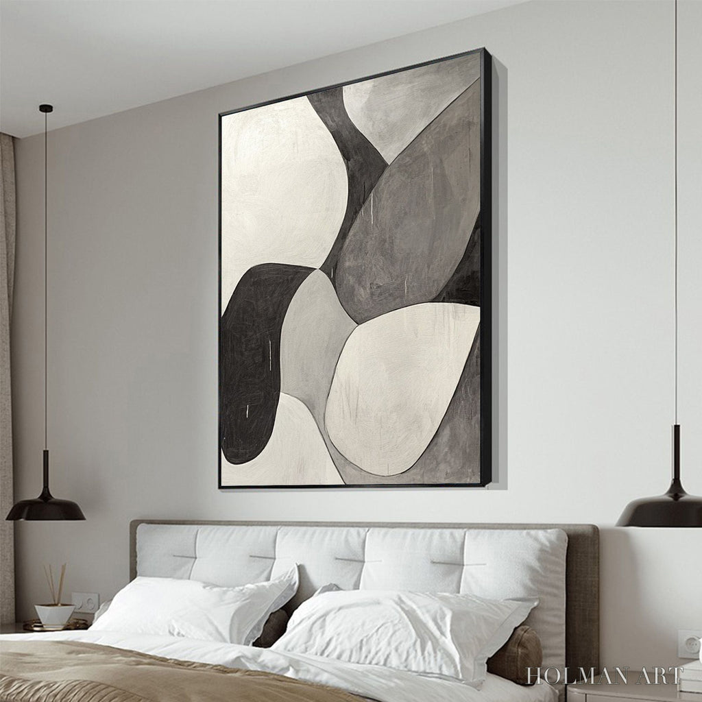 HOLMAN ART Monochrome Flow – Minimalist Abstract Shapes Oil Painting - image 4