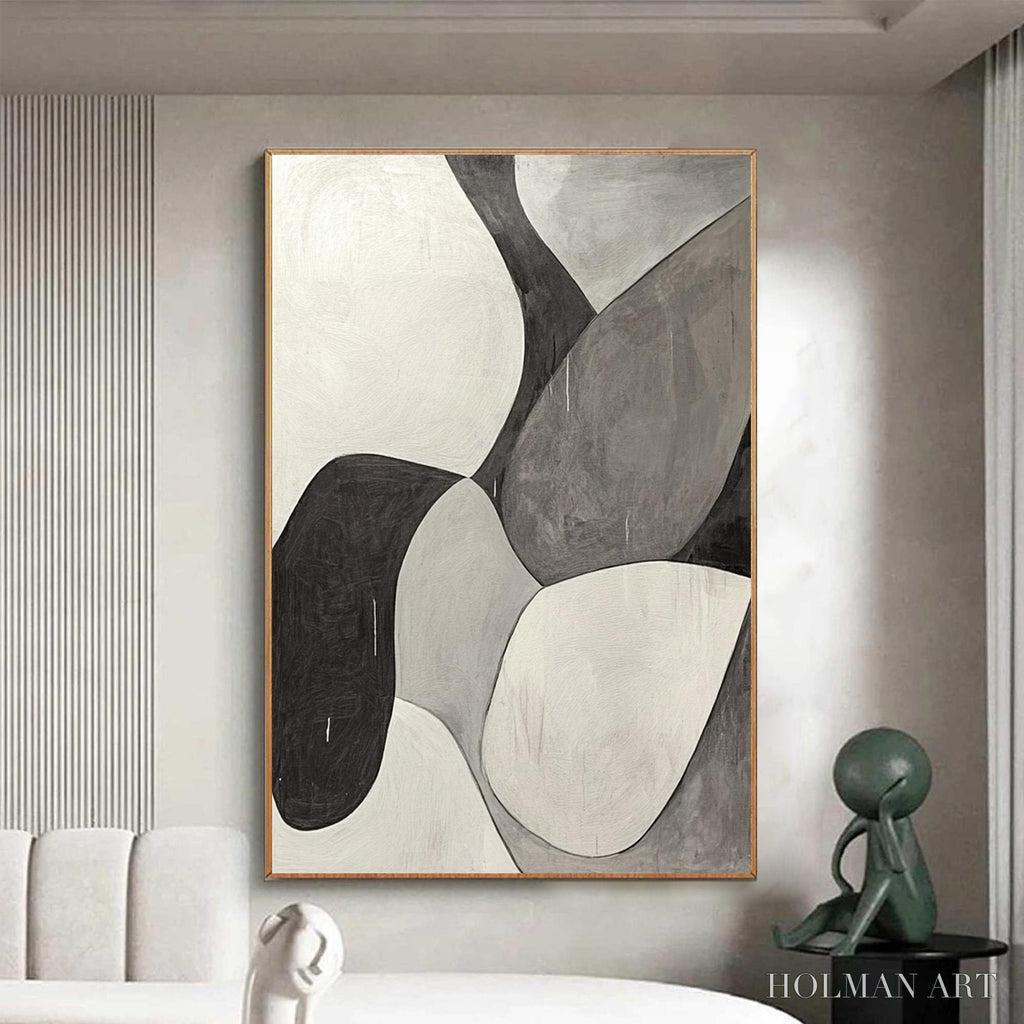 HOLMAN ART Monochrome Flow – Minimalist Abstract Shapes Oil Painting - image 5