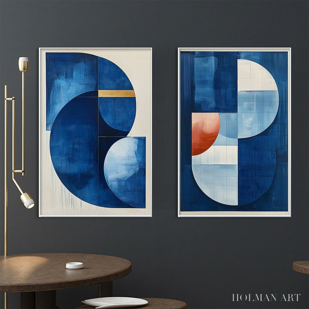 HOLMAN ART Azure Depths – Minimalist Blue and Gold Abstract Oil Painting - image 2