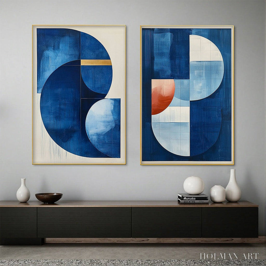 HOLMAN ART Azure Depths – Minimalist Blue and Gold Abstract Oil Painting - image 4
