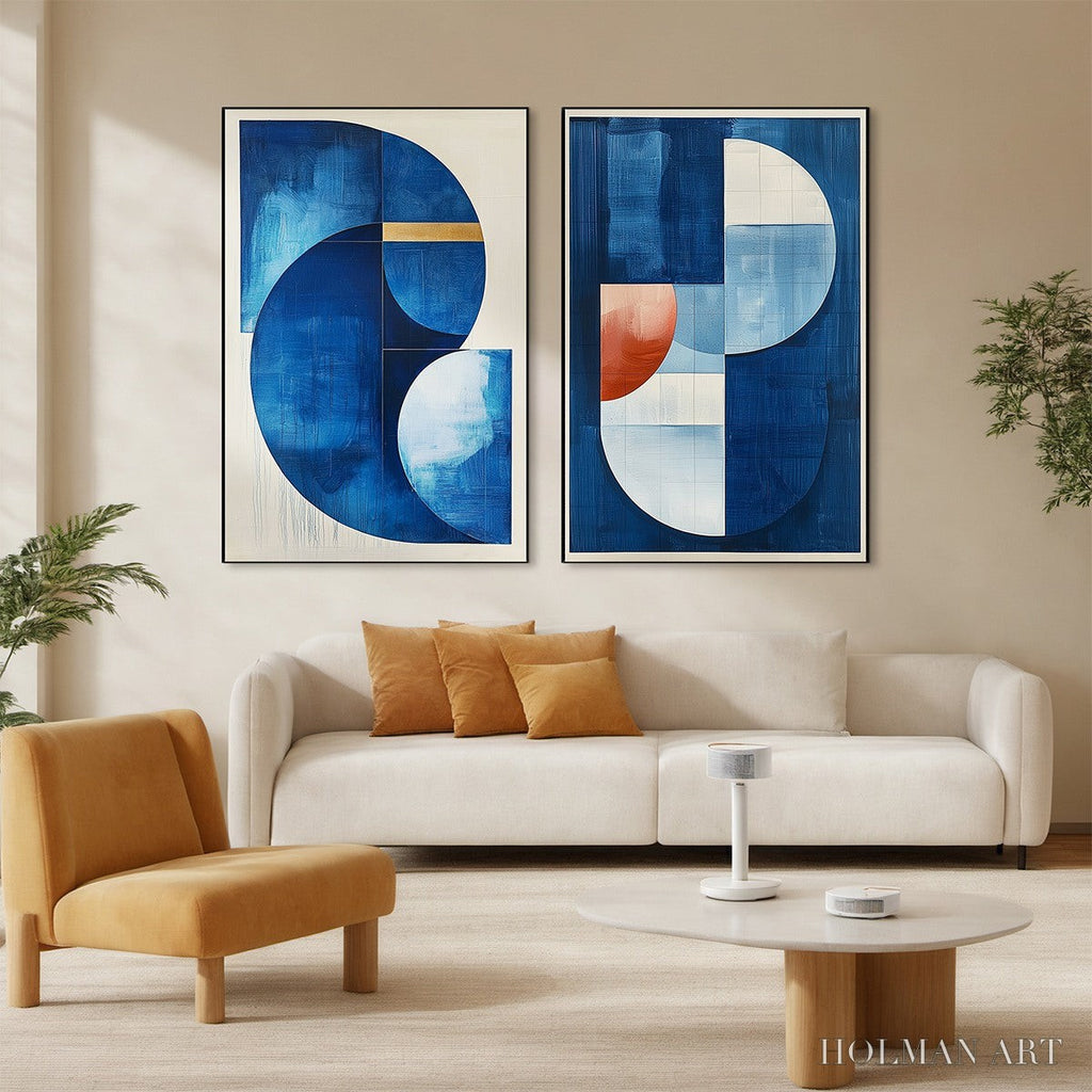 HOLMAN ART Azure Depths – Minimalist Blue and Gold Abstract Oil Painting - image 5