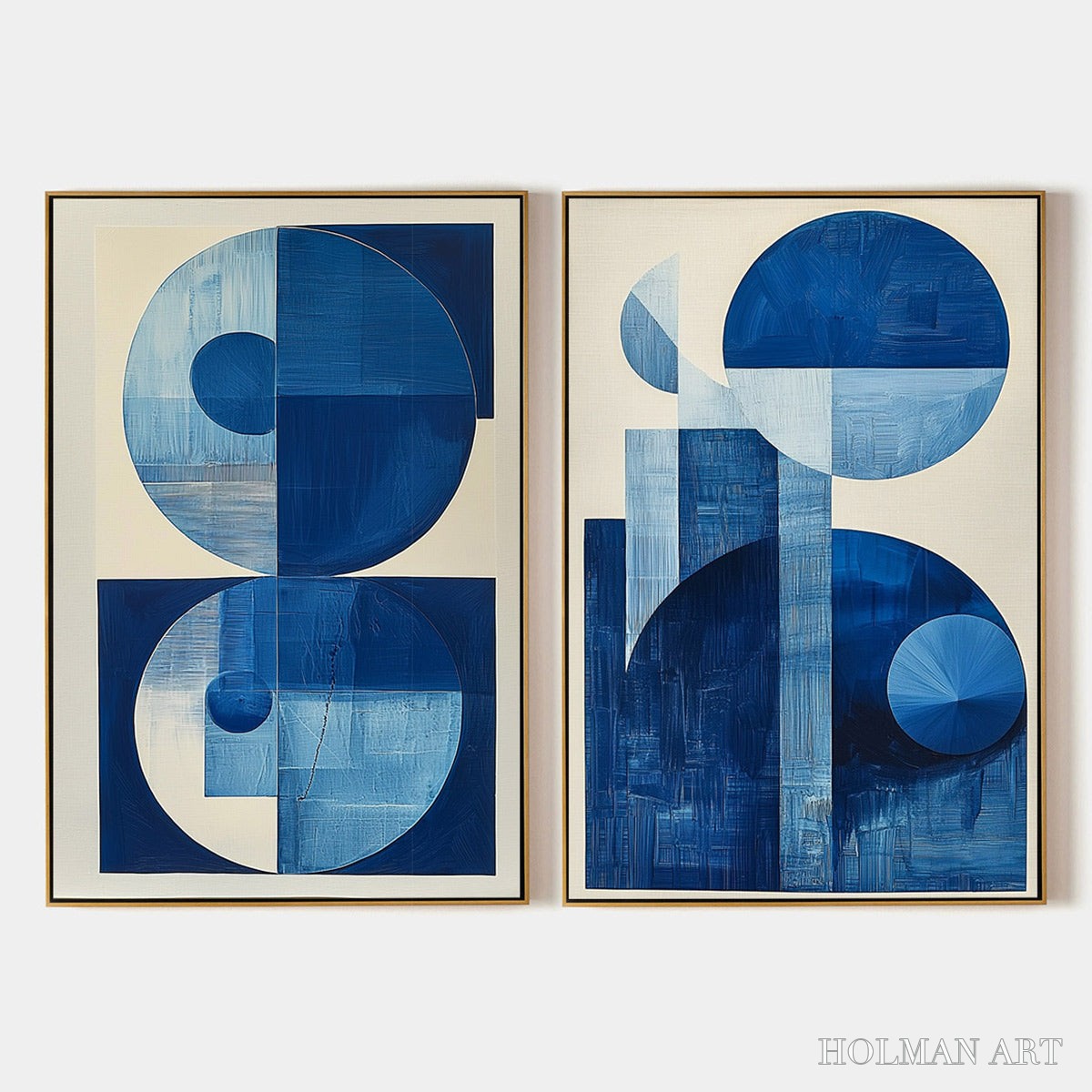 HOLMAN ART Blue Harmony – Minimalist Geometric Abstract Acrylic Painting - image 1