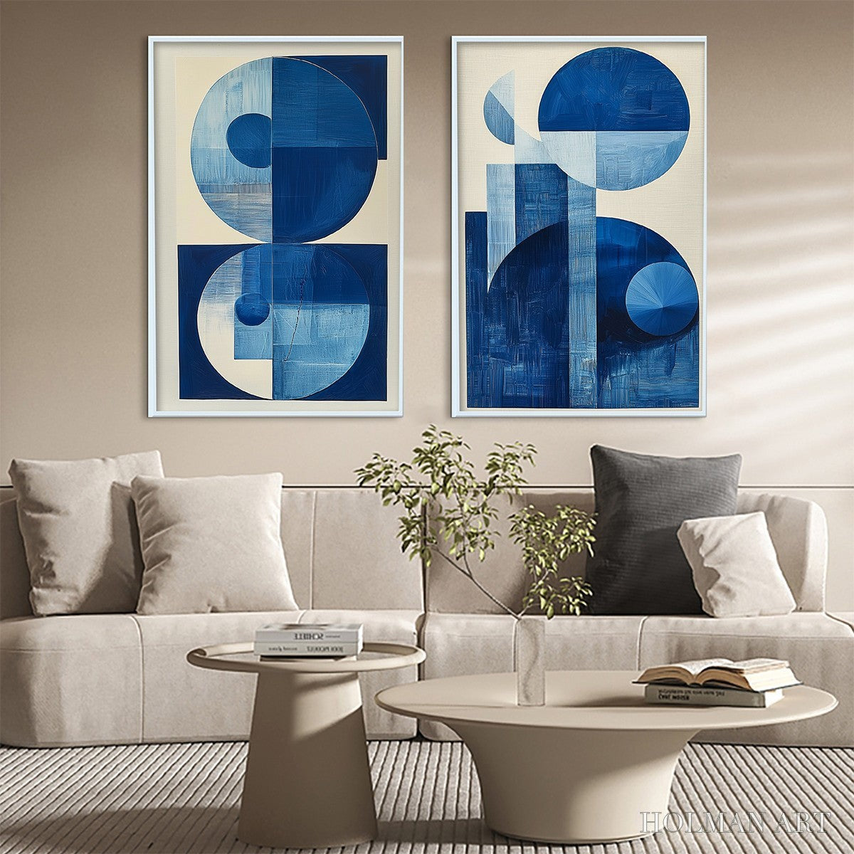 HOLMAN ART Blue Harmony – Minimalist Geometric Abstract Acrylic Painting - image 2