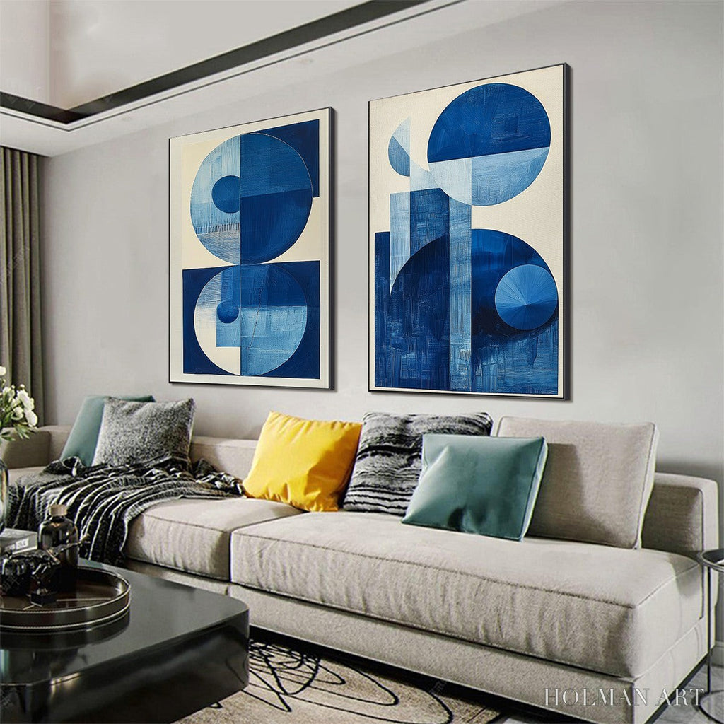 HOLMAN ART Blue Harmony – Minimalist Geometric Abstract Acrylic Painting - image 4