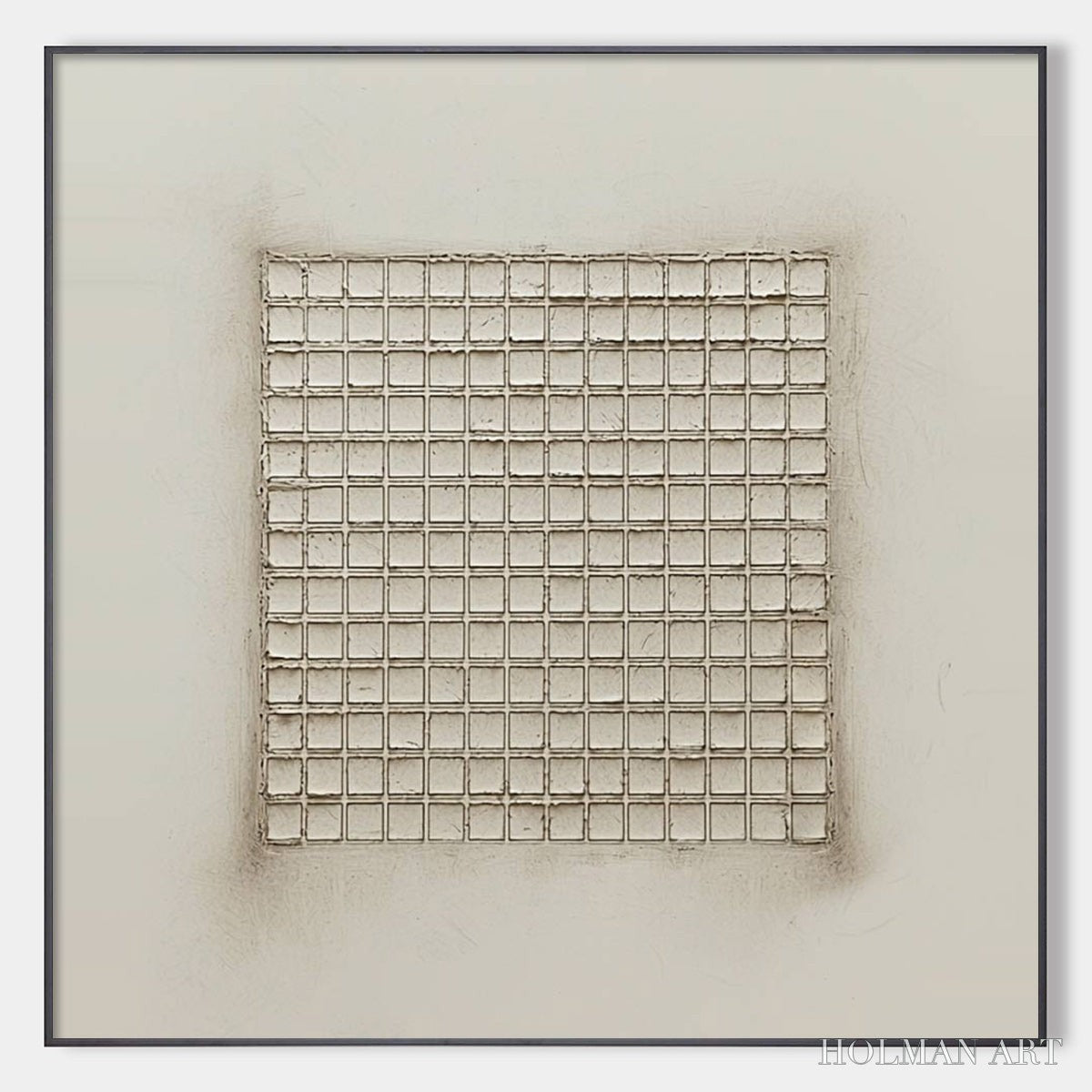 HOLMAN ART Ordered Chaos – Textured Minimalist Grid Oil Painting - image 1