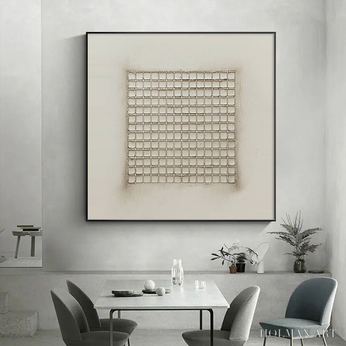 HOLMAN ART Ordered Chaos – Textured Minimalist Grid Oil Painting - image 3