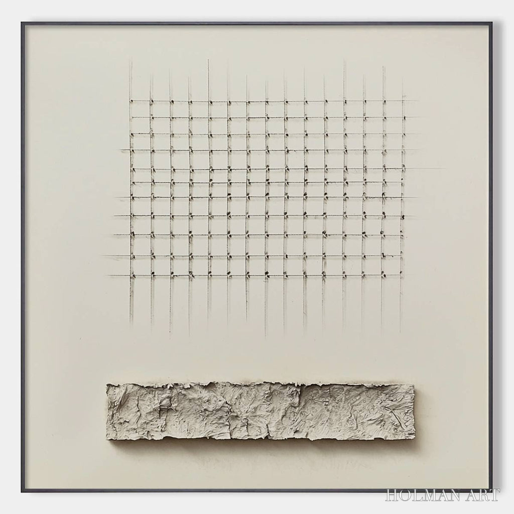 HOLMAN ART Order & Texture – Minimalist Beige Abstract Acrylic Painting - image 1
