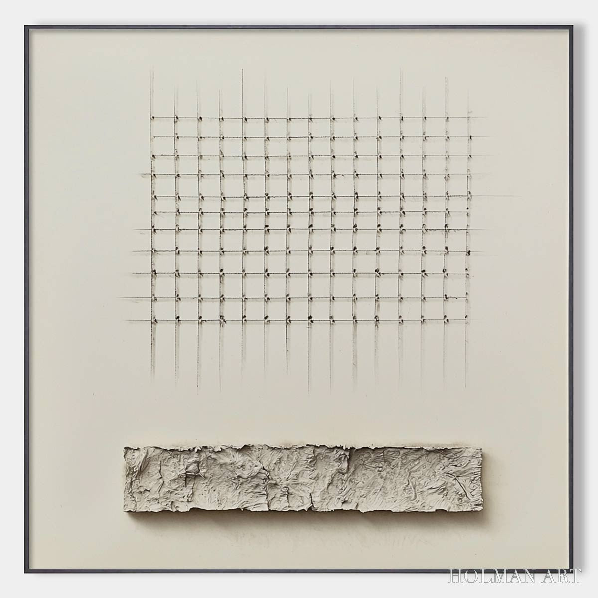 HOLMAN ART Order & Texture – Minimalist Beige Abstract Acrylic Painting - image 1