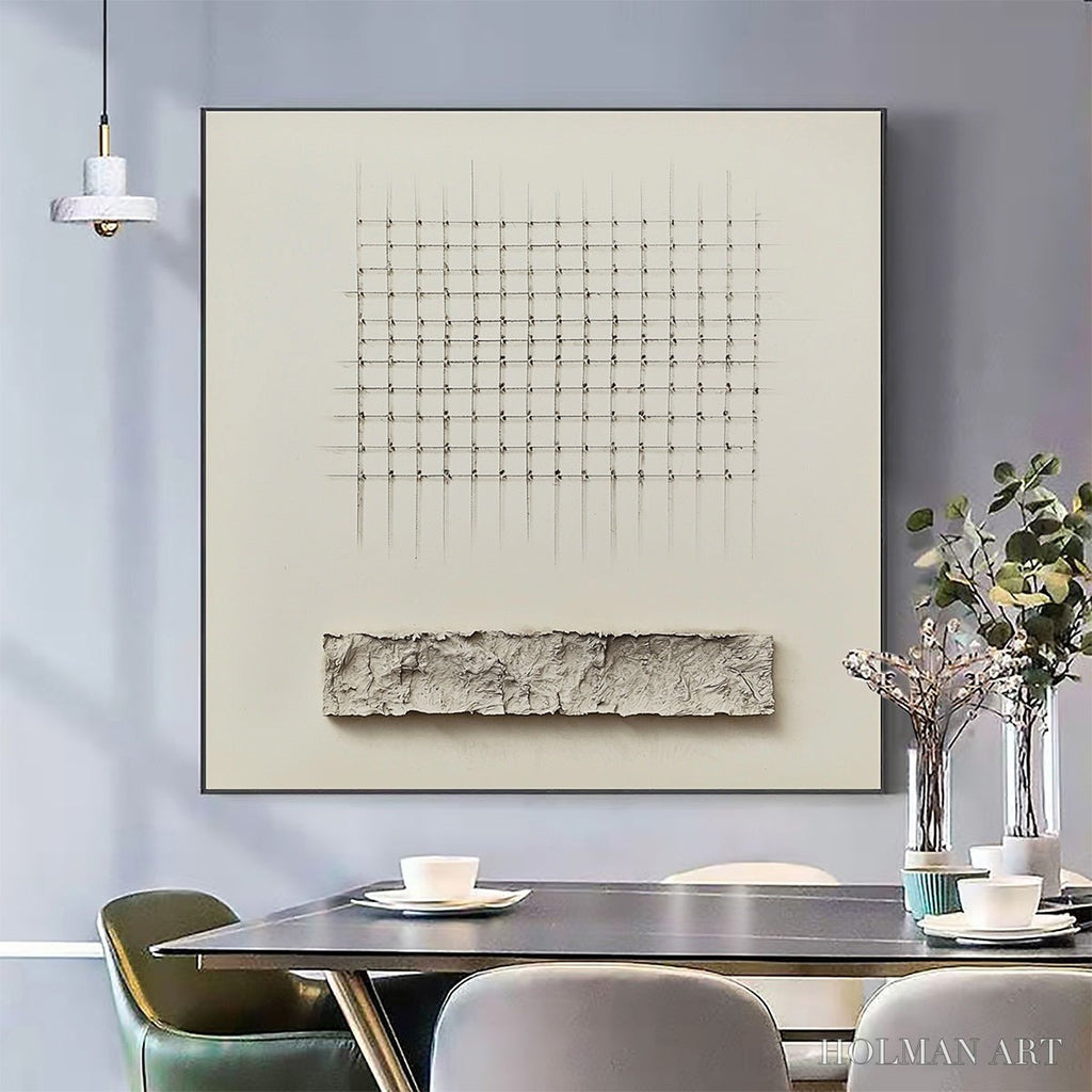 HOLMAN ART Order & Texture – Minimalist Beige Abstract Acrylic Painting - image 2