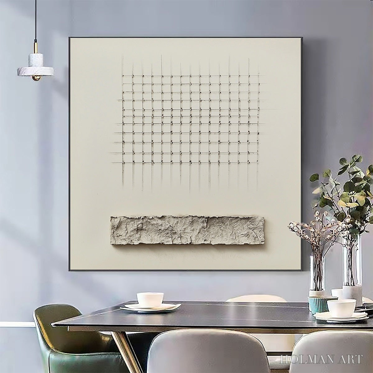 HOLMAN ART Order & Texture – Minimalist Beige Abstract Acrylic Painting - image 2