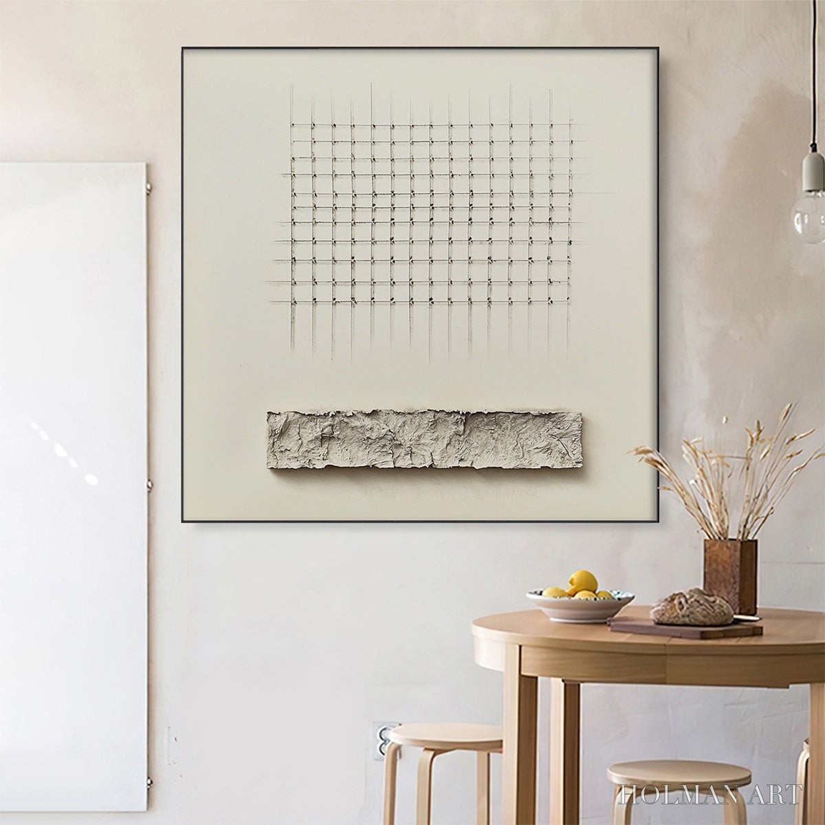 HOLMAN ART Order & Texture – Minimalist Beige Abstract Acrylic Painting - image 3