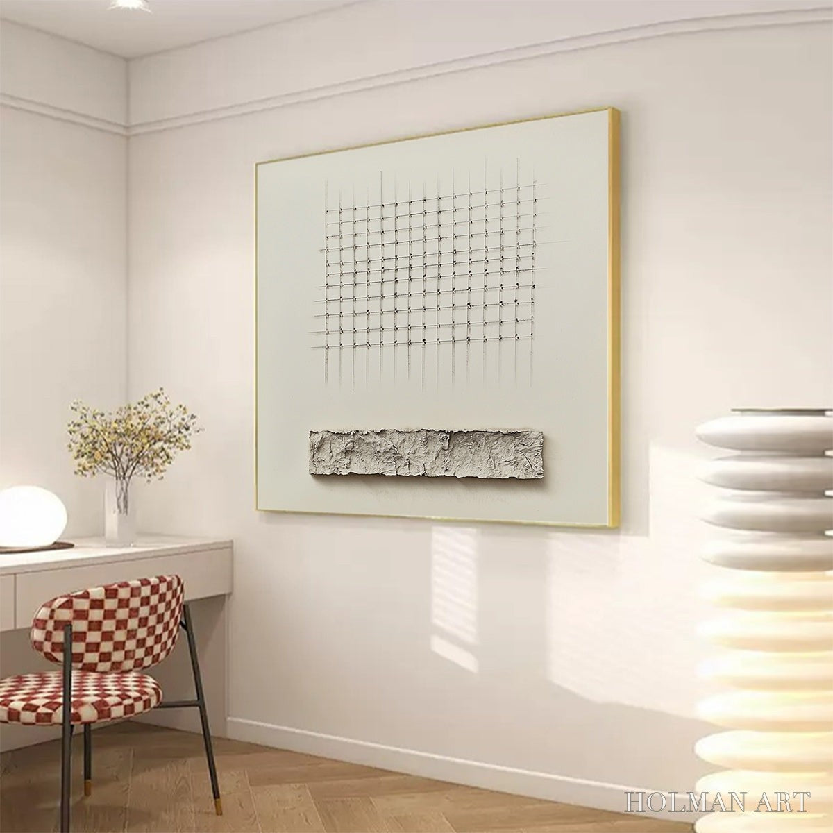 HOLMAN ART Order & Texture – Minimalist Beige Abstract Acrylic Painting - image 4
