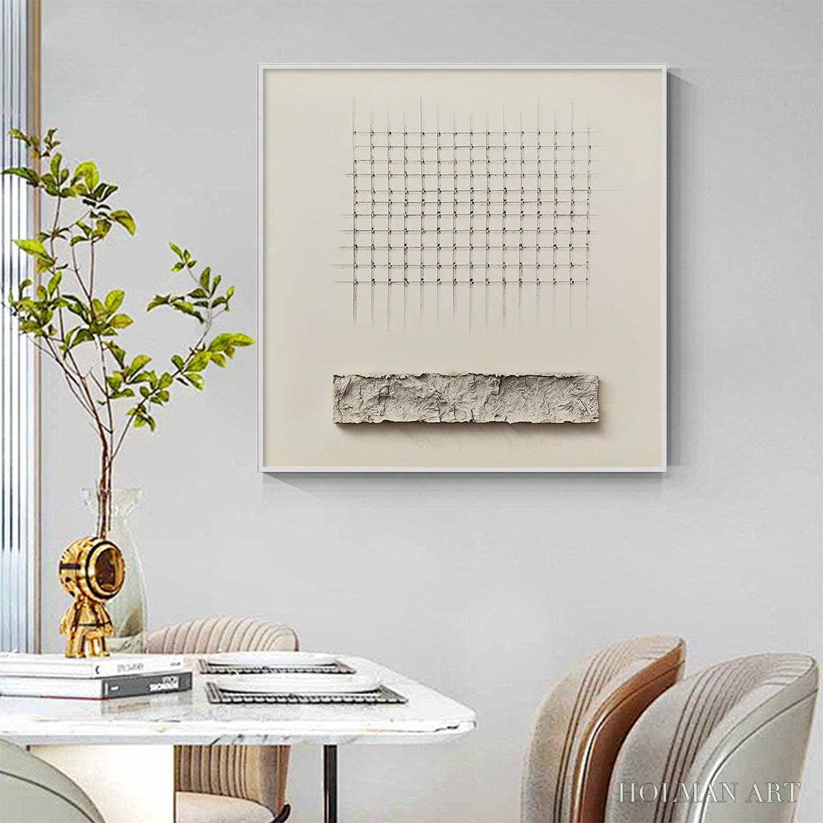 HOLMAN ART Order & Texture – Minimalist Beige Abstract Acrylic Painting - image 5