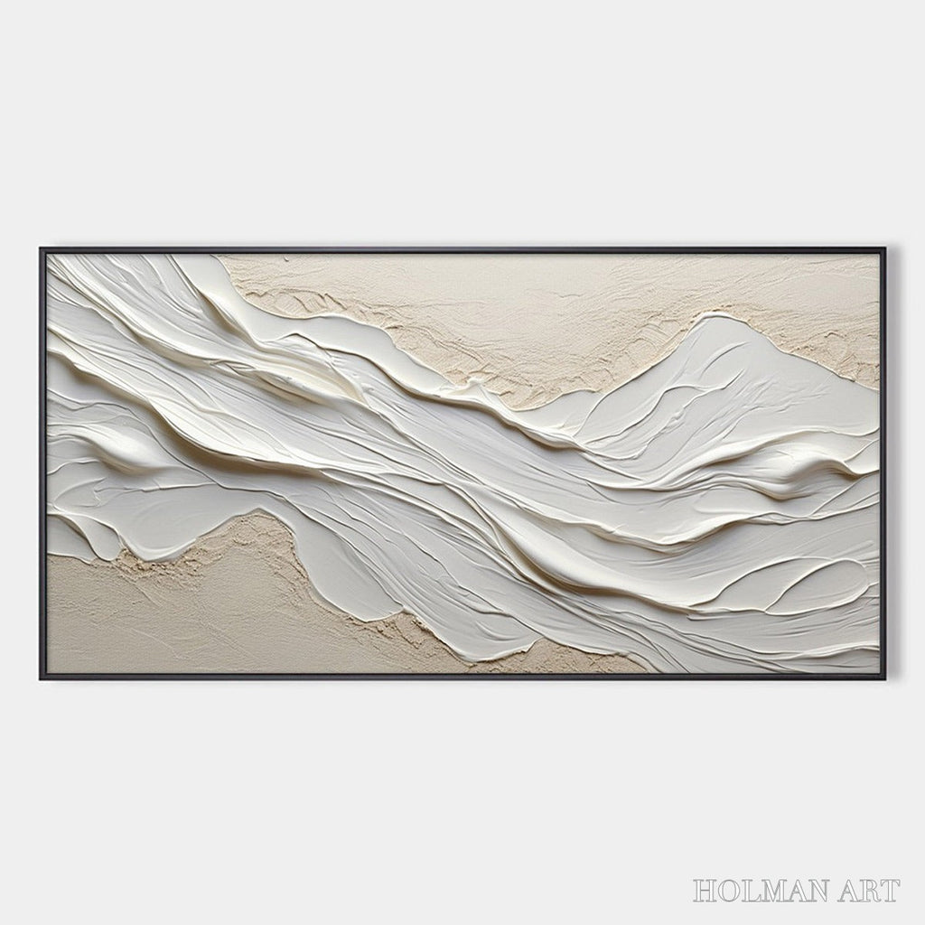 HOLMAN ART White Sands – Textured Abstract Oil Painting in White - image 1