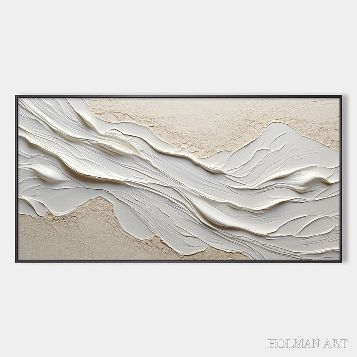 HOLMAN ART White Sands – Textured Abstract Oil Painting in White - image 1